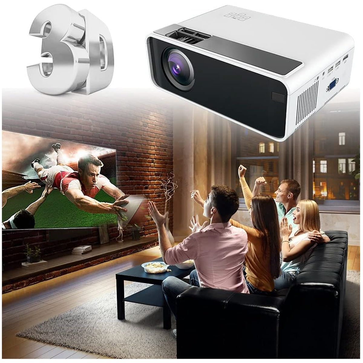 NEO DIGITAL - Proyector led multimedia hd wifi 5500 lúmenes hdmi vga usb G86B