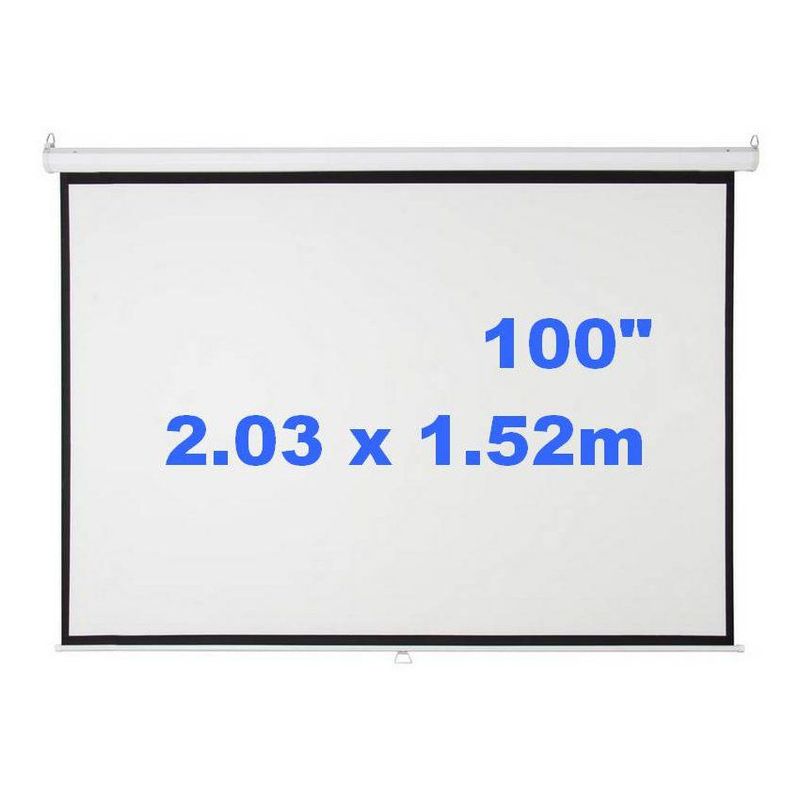 OEM - Pantalla Ecran Manual Retráctil 100 Pulgadas 2.03 x 1.52m Techo Pared