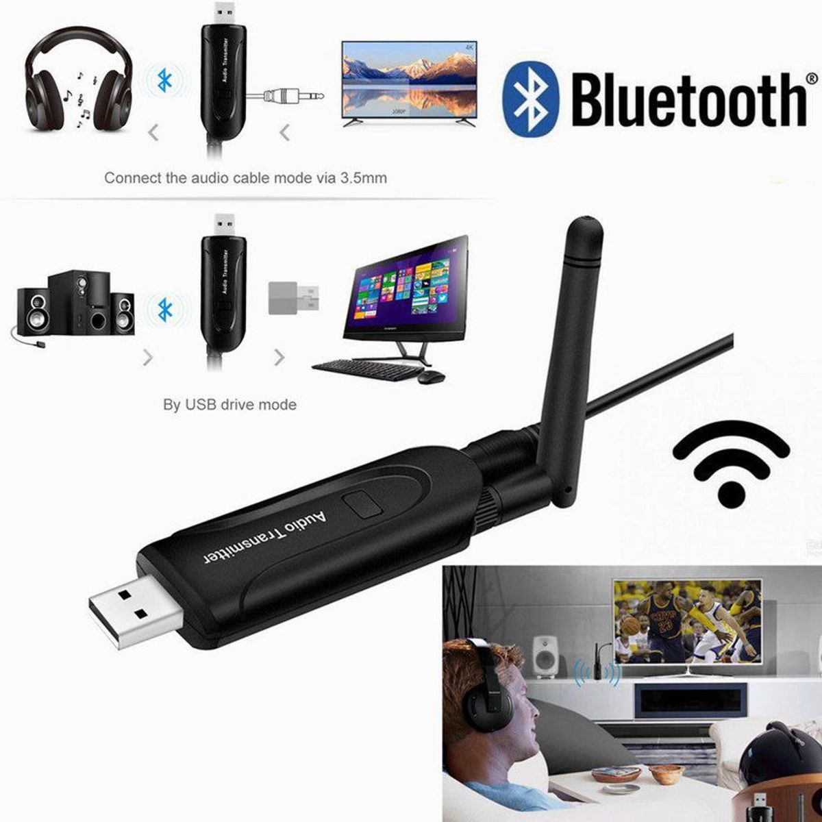 GENERICO - Transmisor emisor de audio bluetooth b5