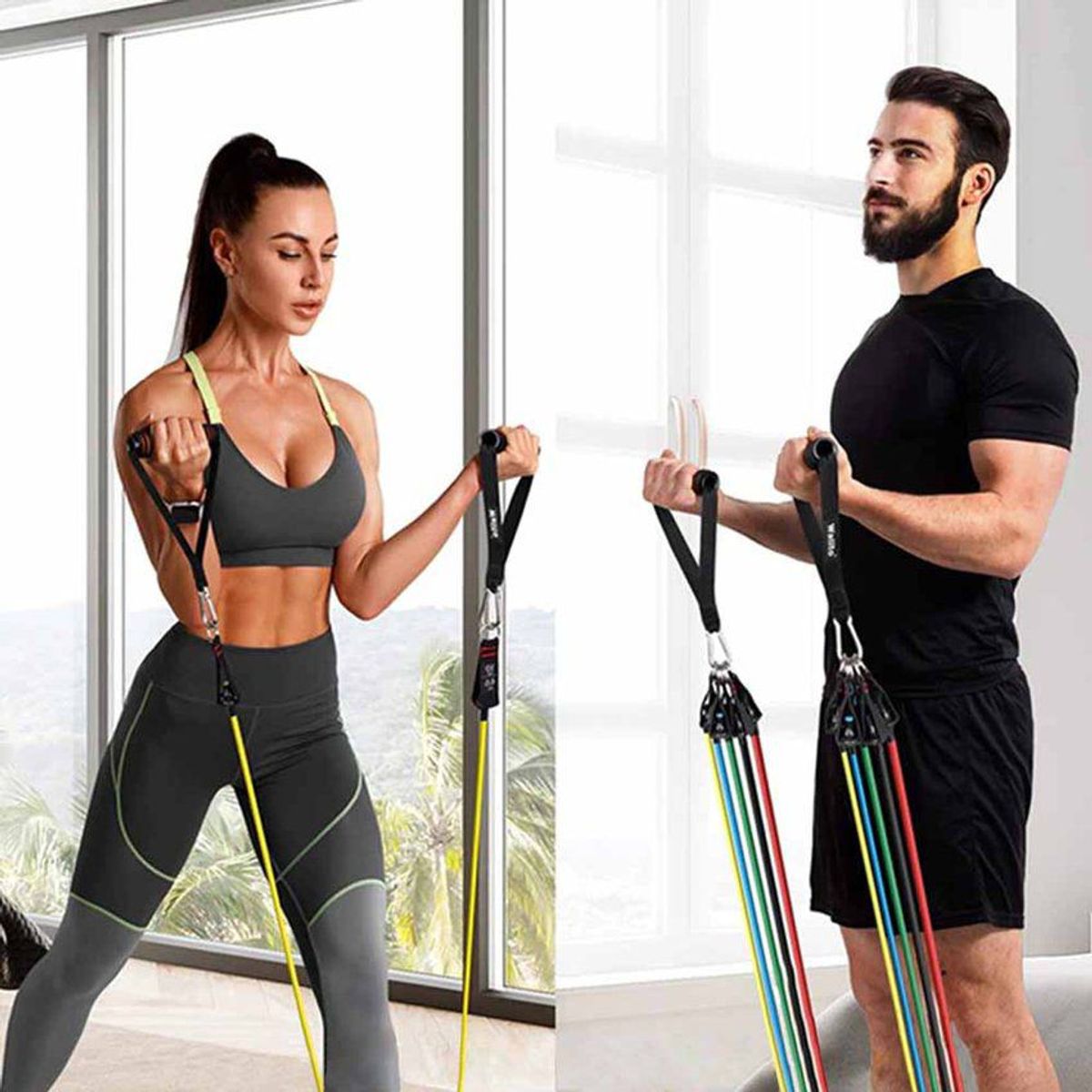 NEO DIGITAL - Pack Set 5 Ligas de Resistencia + 5 Bandas Elásticas Fitness