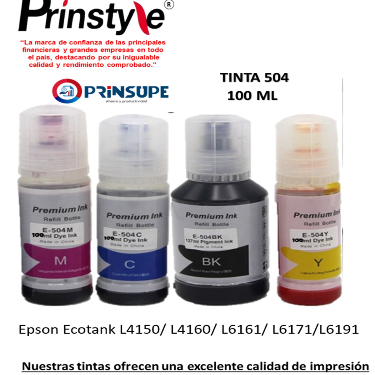 GENERICO - TINTA 504 KIT X4 P/ EPSON 100ML +1TINTA DE REGALO -COMP. PRINSTYLE