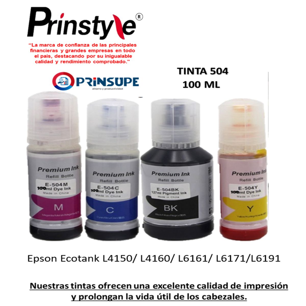 GENERICO - TINTA 504 KIT X4 P/ EPSON 100ML +1TINTA DE REGALO -COMP. PRINSTYLE