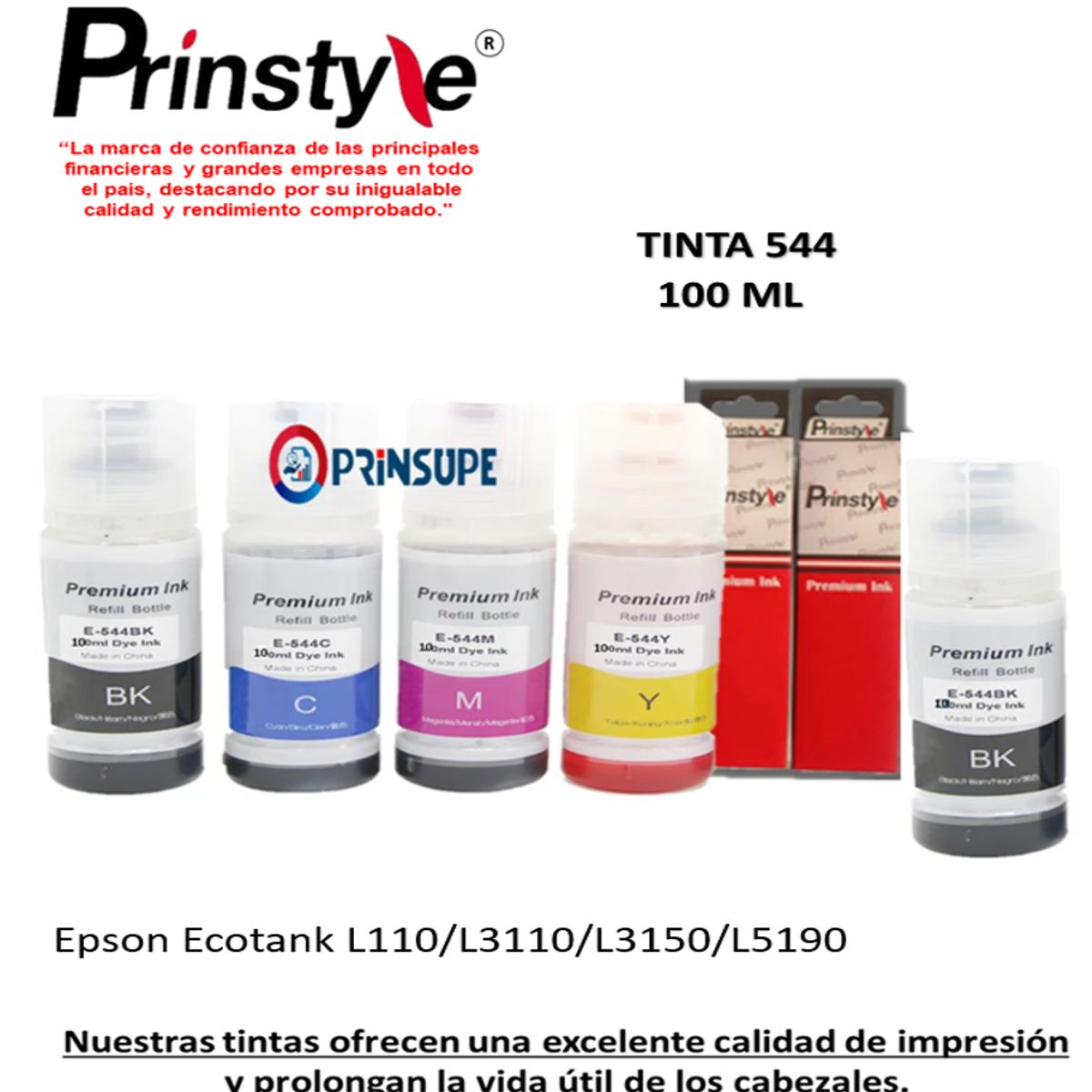 PRINSTYLE - TINTA PRINSTYLE COMPATIBLE P/ EPSON 544  100ML +1TINTA DE REGALO