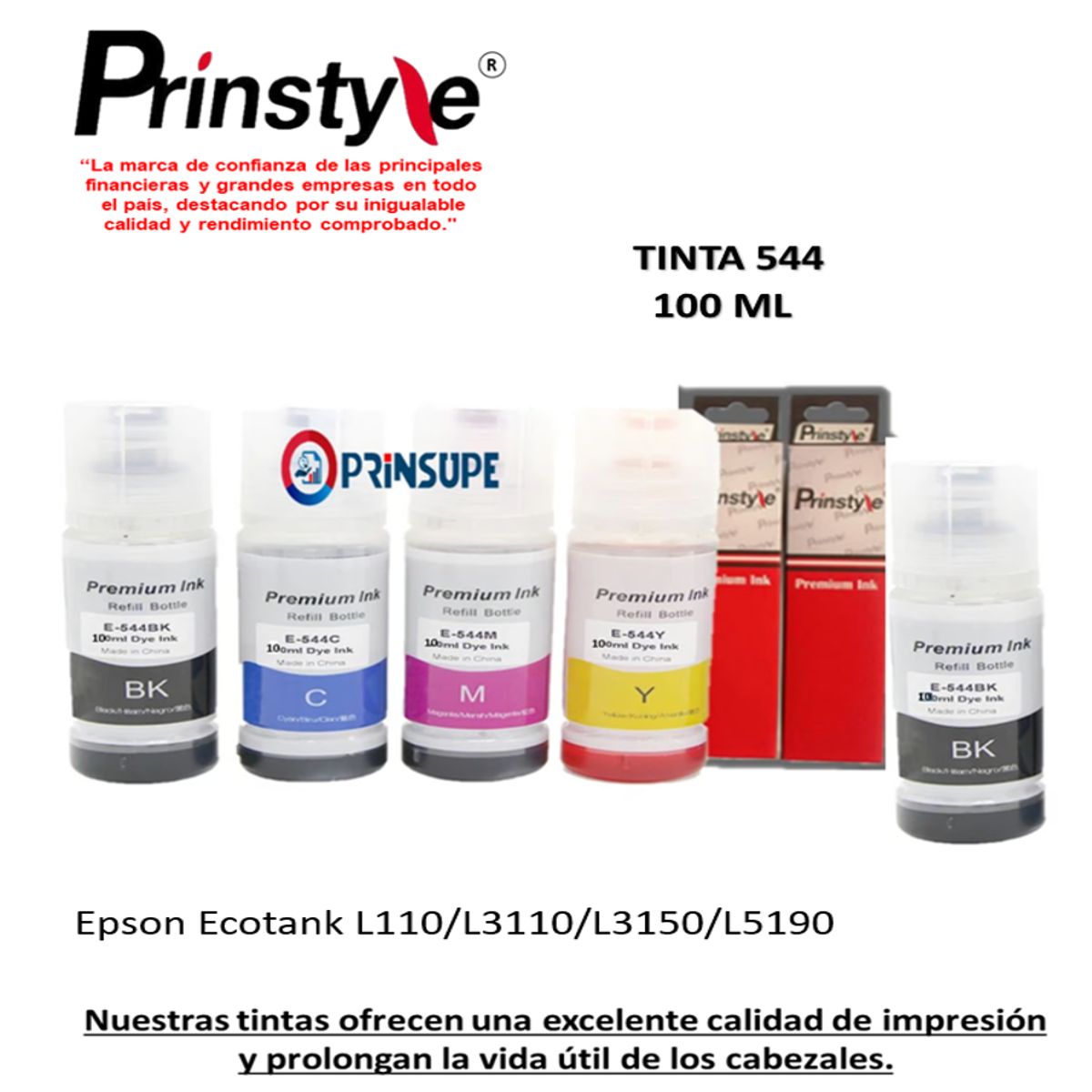 PRINSTYLE - TINTA PRINSTYLE COMPATIBLE P/ EPSON 544  100ML +1TINTA DE REGALO