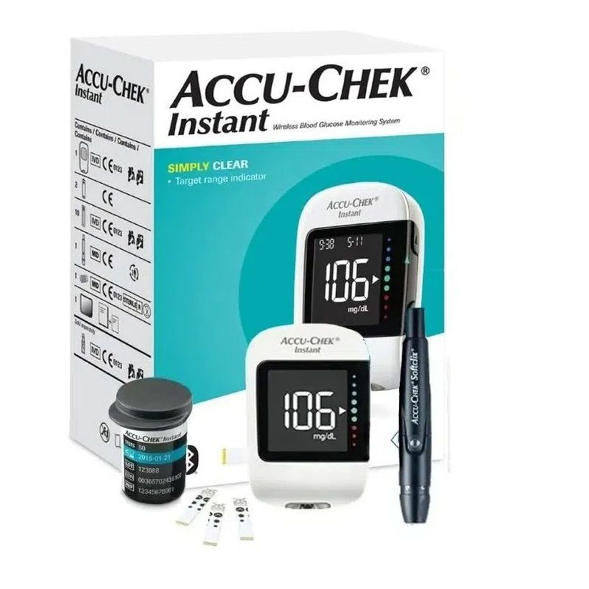 ACCU CHEK - Glucómetro Accu-Chek Instant + 10 Tiras + 10 Lanc.