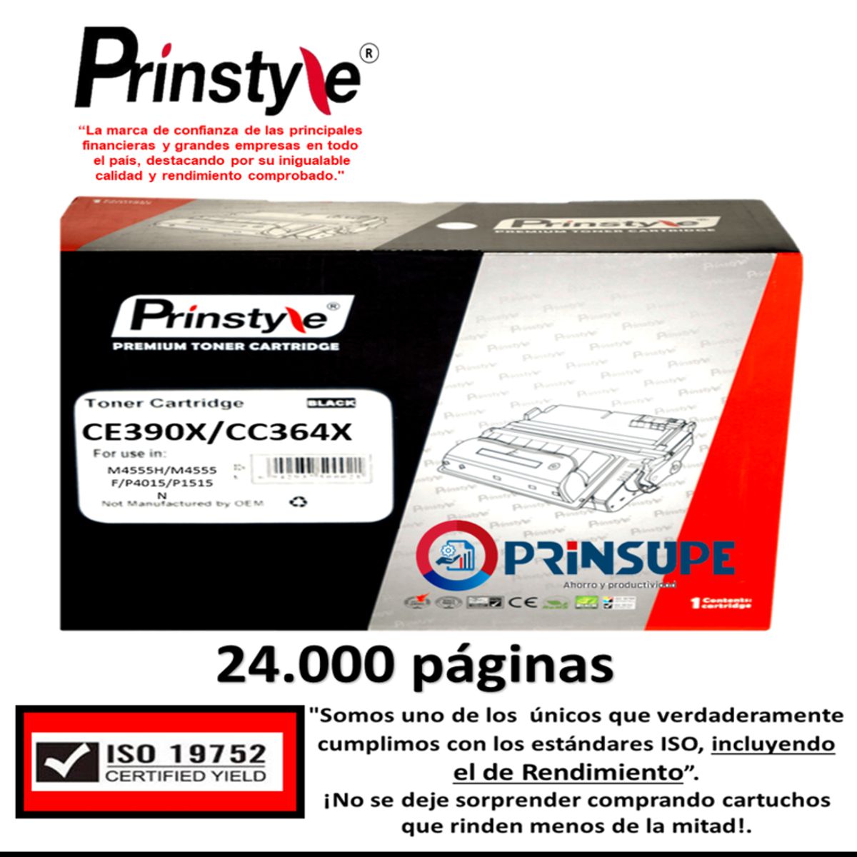 PRINSTYLE - TONER PRINSTYLE 64X CC364X 24.000 PÁG. ISO  RENDIMIENTO 19752