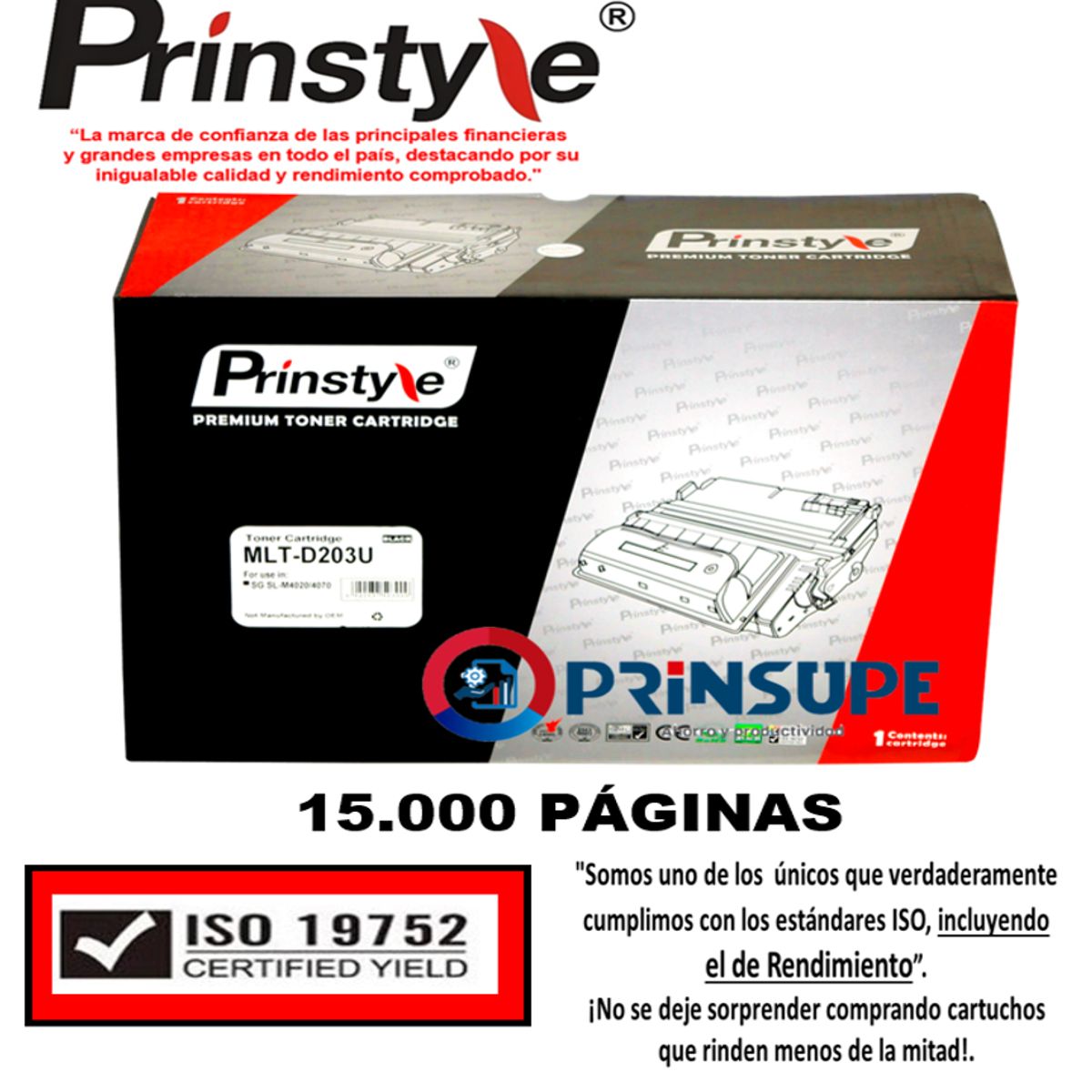 GENERICO - TONER PRINSTYLE MLT D203U P/SAMSUNG 15.000PÁG. ISO RENDIMIENTO 19752