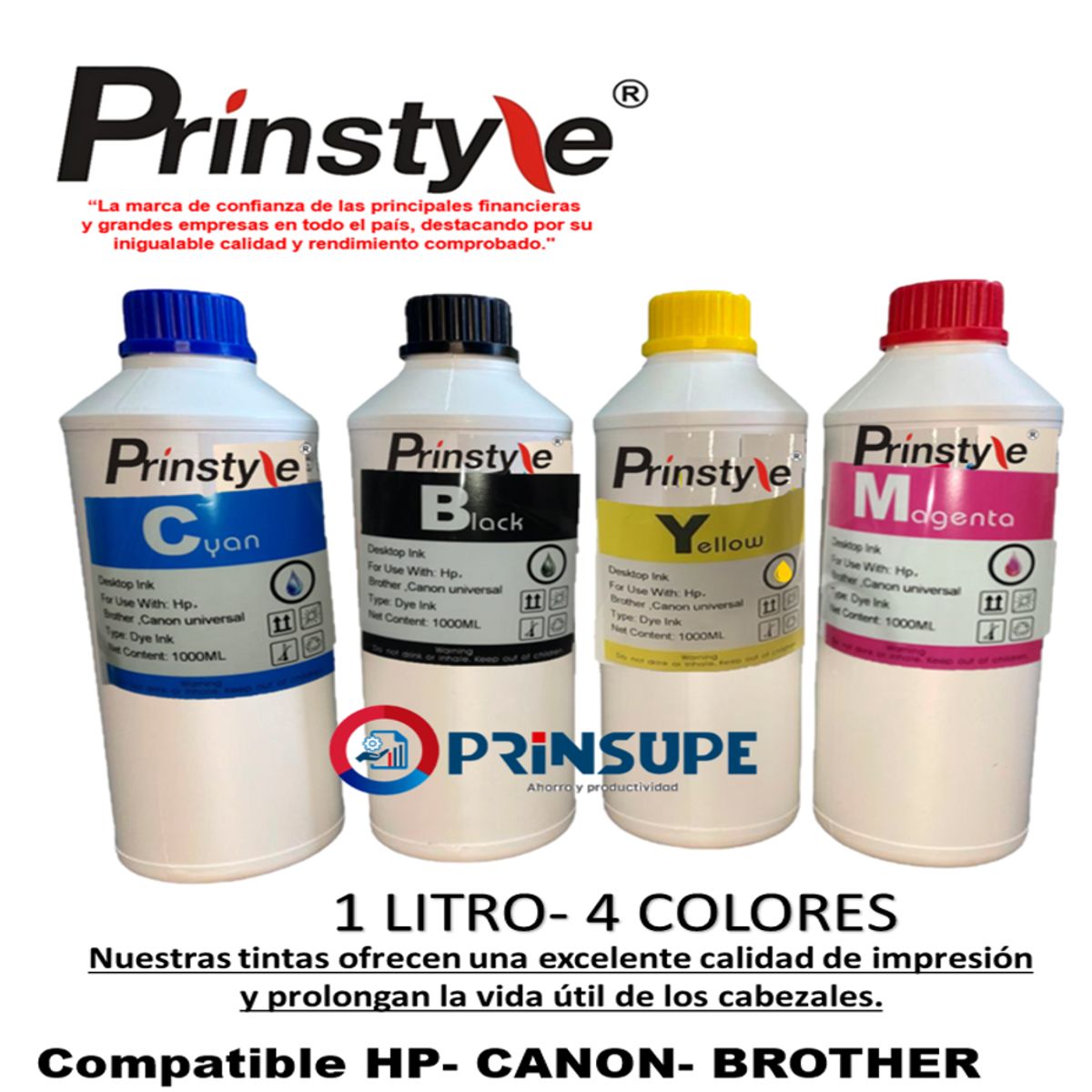 GENERICO - TINTA 1 LITRO UV 04 COLORES COMPATIBLE HP CANON  BROTHER