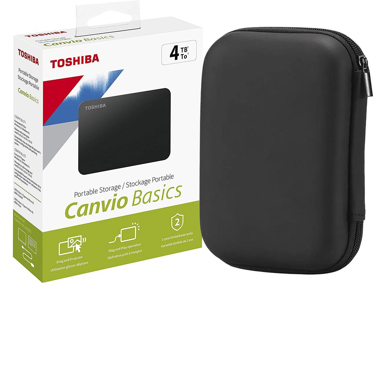 TOSHIBA - Disco Duro Portátil Toshiba Canvio Basics 4tb  Protector Funda