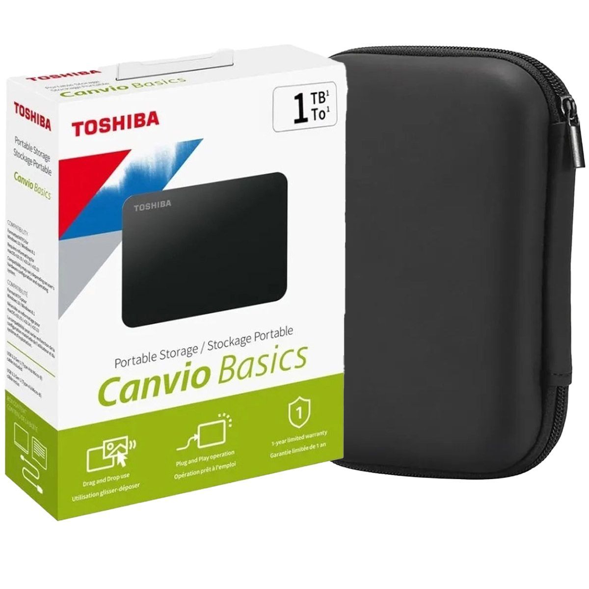 TOSHIBA - Disco Duro Externo Hdd 1tb Toshiba  Estuche Protector