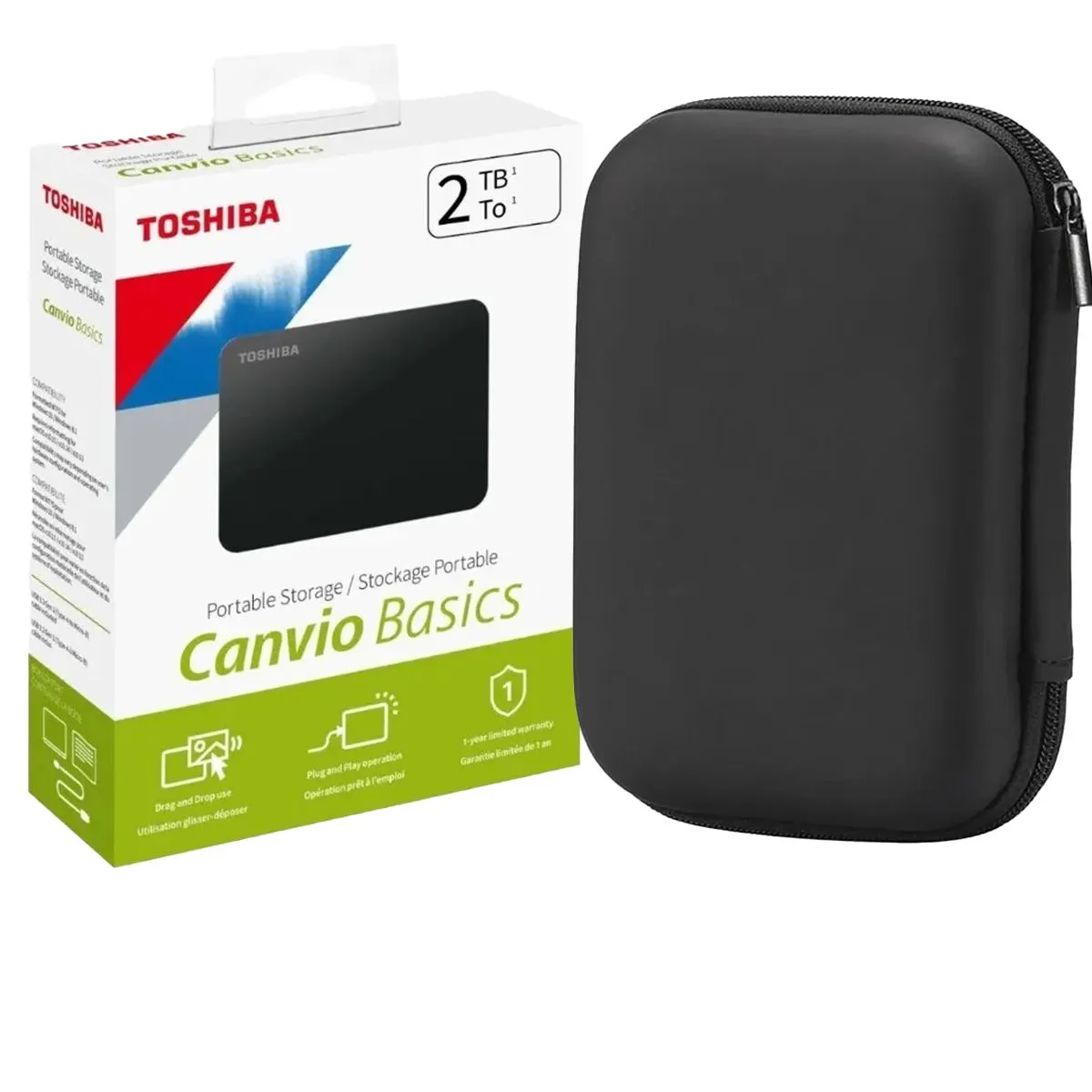 TOSHIBA - Disco Duro Externo Toshiba 2tb Protector  Estuche De Regalo