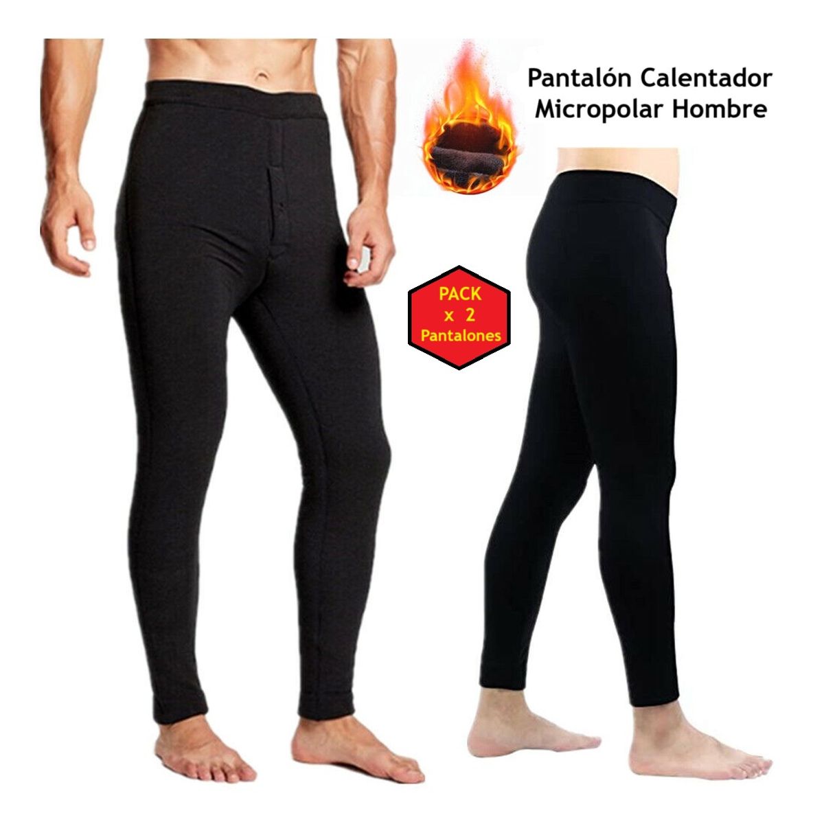 OEM - PACK x 2 PANTALONES HOMBRE INTERIOR CALENTADOR INVIERNO VIAJE MINA