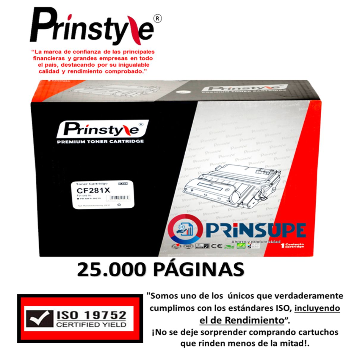 PRINSTYLE - TONER PRINSTYLE 81X CF281X 25.000 PÁG. ISO  RENDIMIENTO 19752