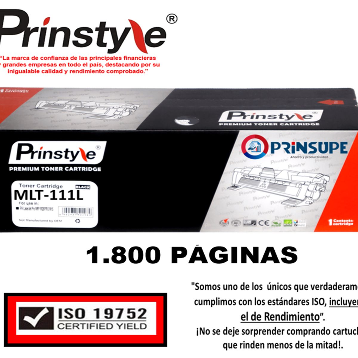 PRINSTYLE - TONER PRINSTYLE MLT-111L 1.800 PÁG  ISO DE RENDIMIENTO 19752