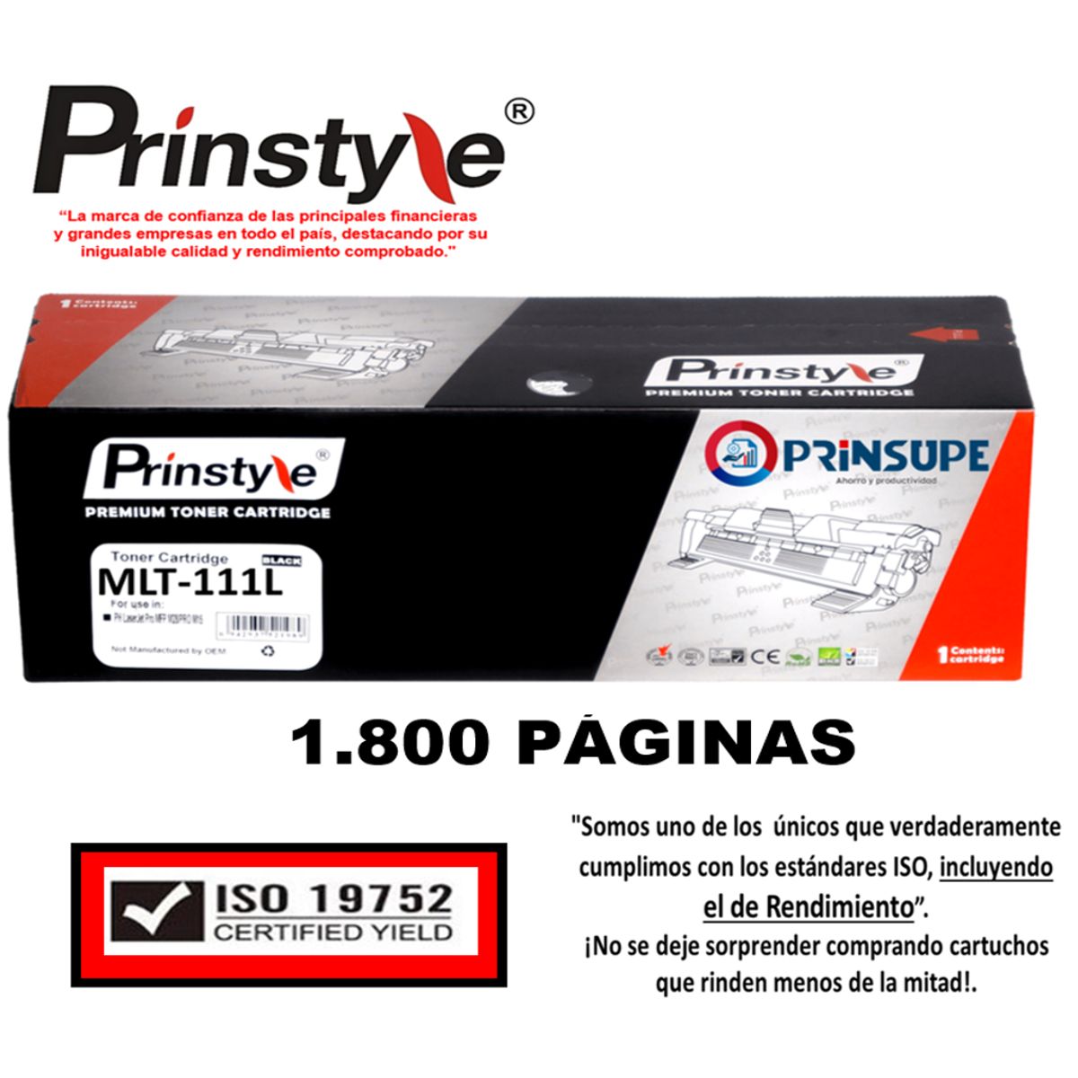 PRINSTYLE - TONER PRINSTYLE MLT-111L 1.800 PÁG  ISO DE RENDIMIENTO 19752