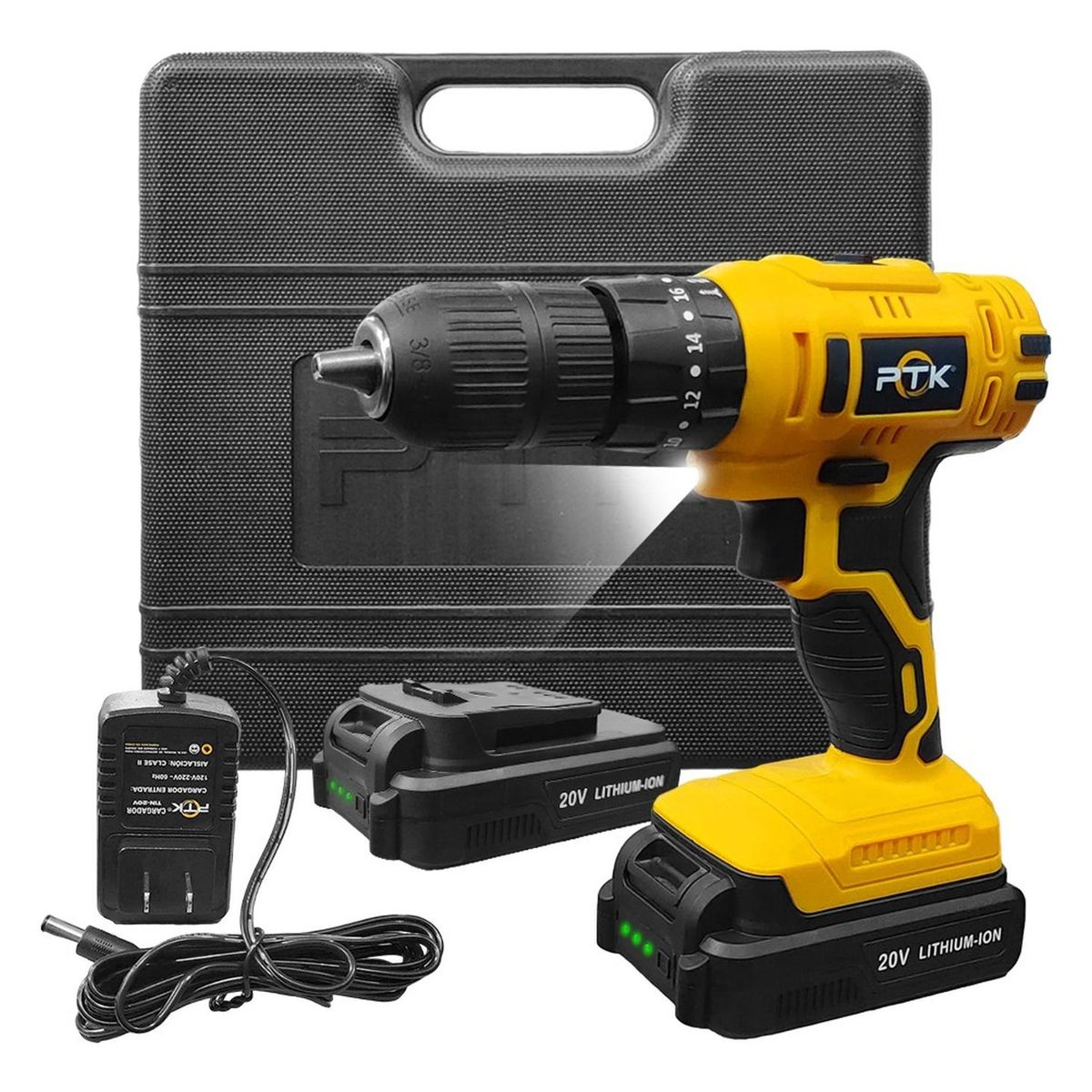 PTK - Taladro Atornillador Percutor PTK TIN-20V  1/2" 32Nm 2 x 2Ah