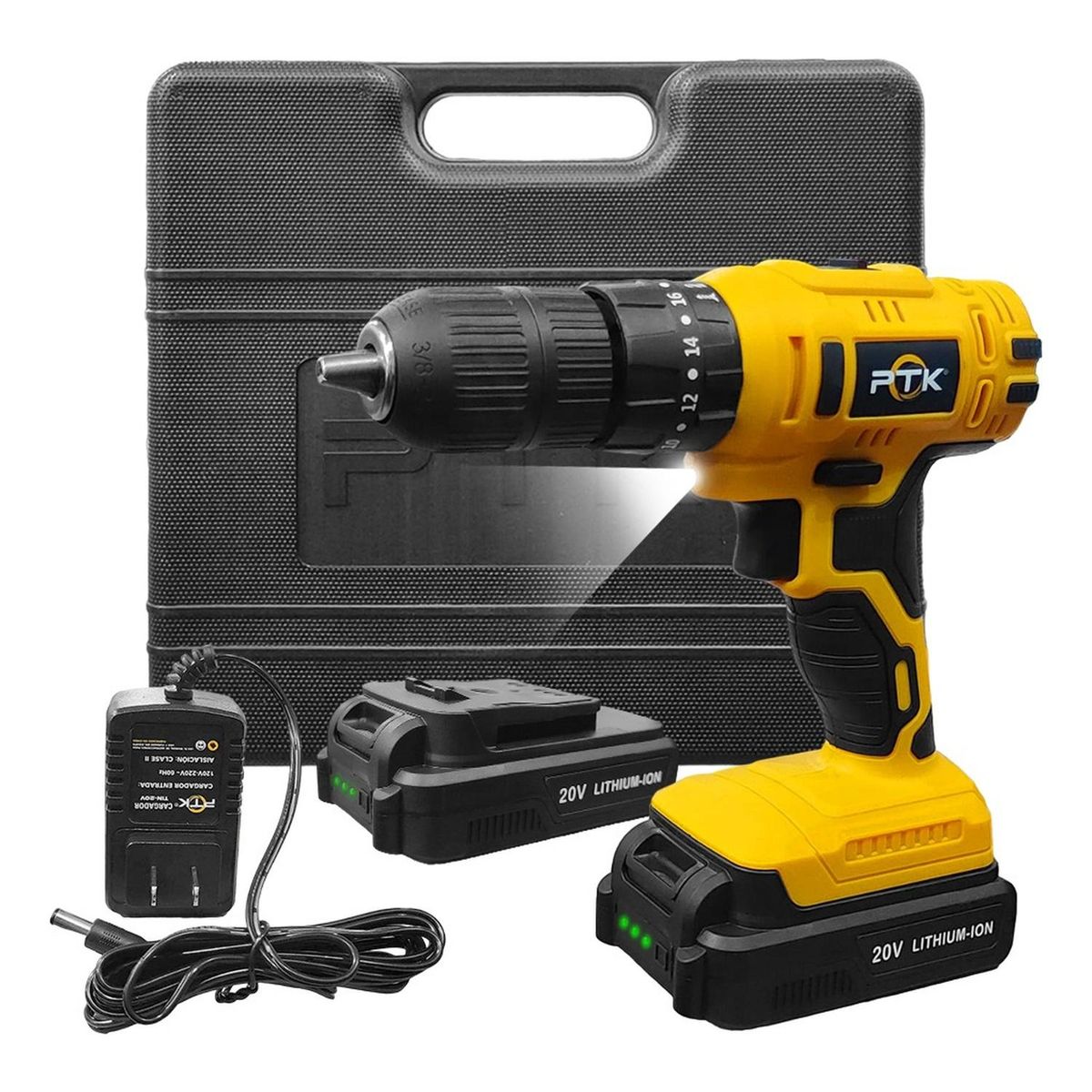 PTK - Taladro Atornillador Percutor PTK TIN-20V  1/2" 32Nm 2 x 2Ah