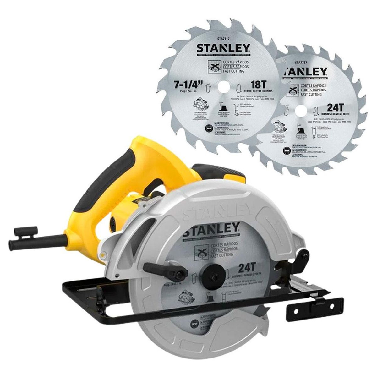 STANLEY - Sierra circular stanley sc16d2 7-1/4" + 2 discos de sierra