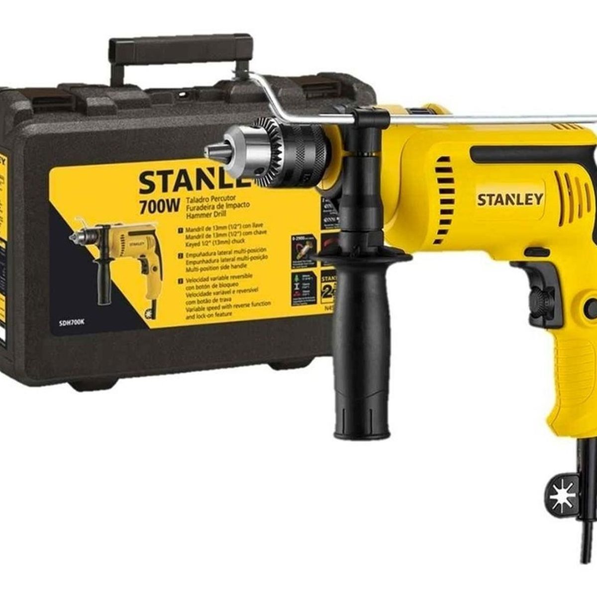 STANLEY - Taladro percutor prof sdh700k stanley 1/2"  700w + maleta