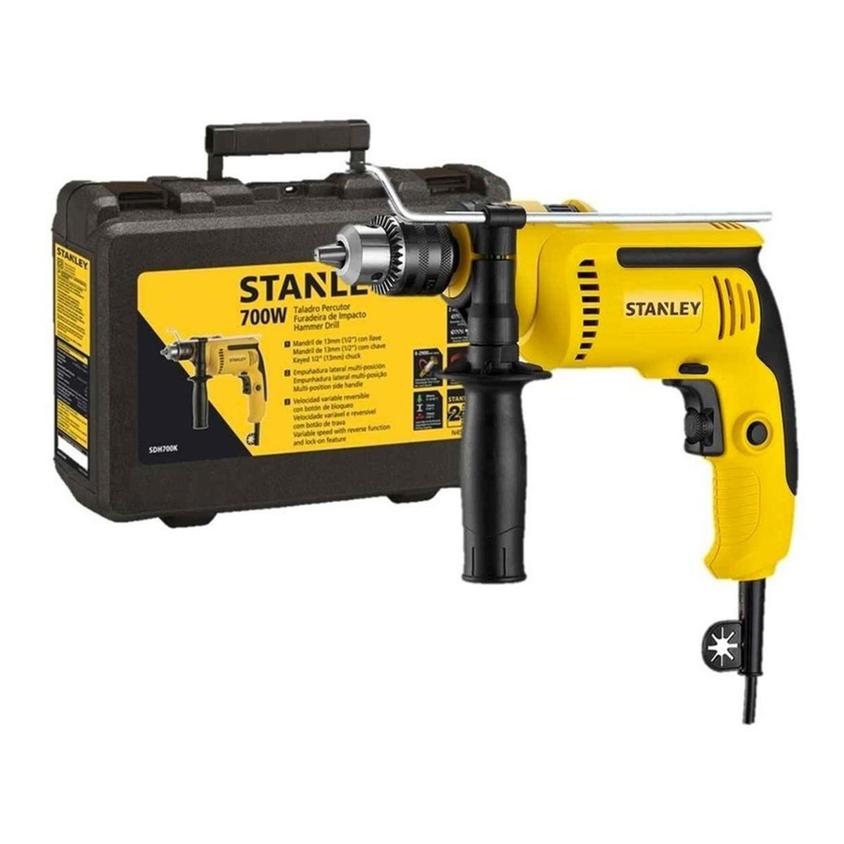 STANLEY - Taladro percutor prof sdh700k stanley 1/2"  700w + maleta