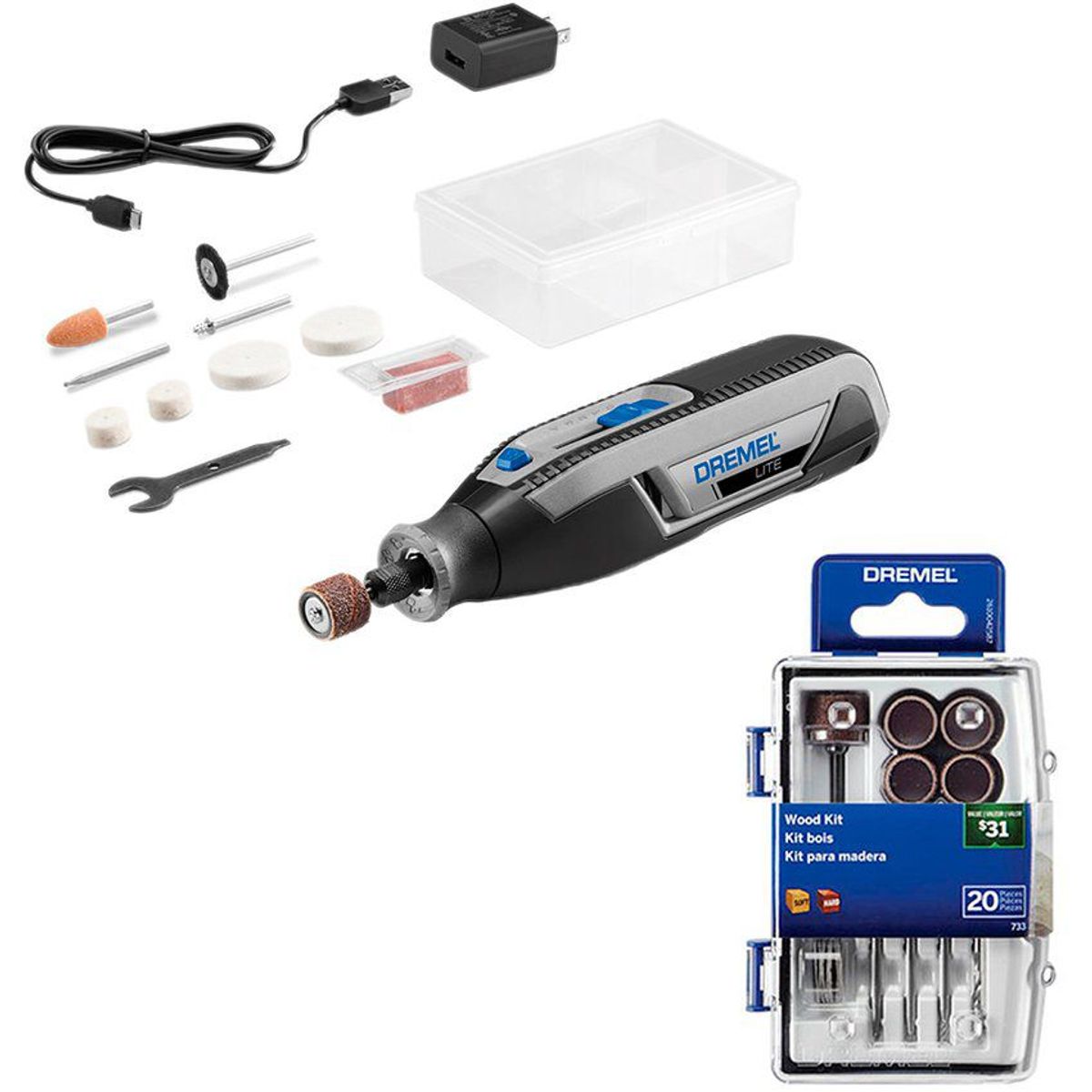 DREMEL - Multiherramienta Lite Dremel  7760  + Set para Madera 733
