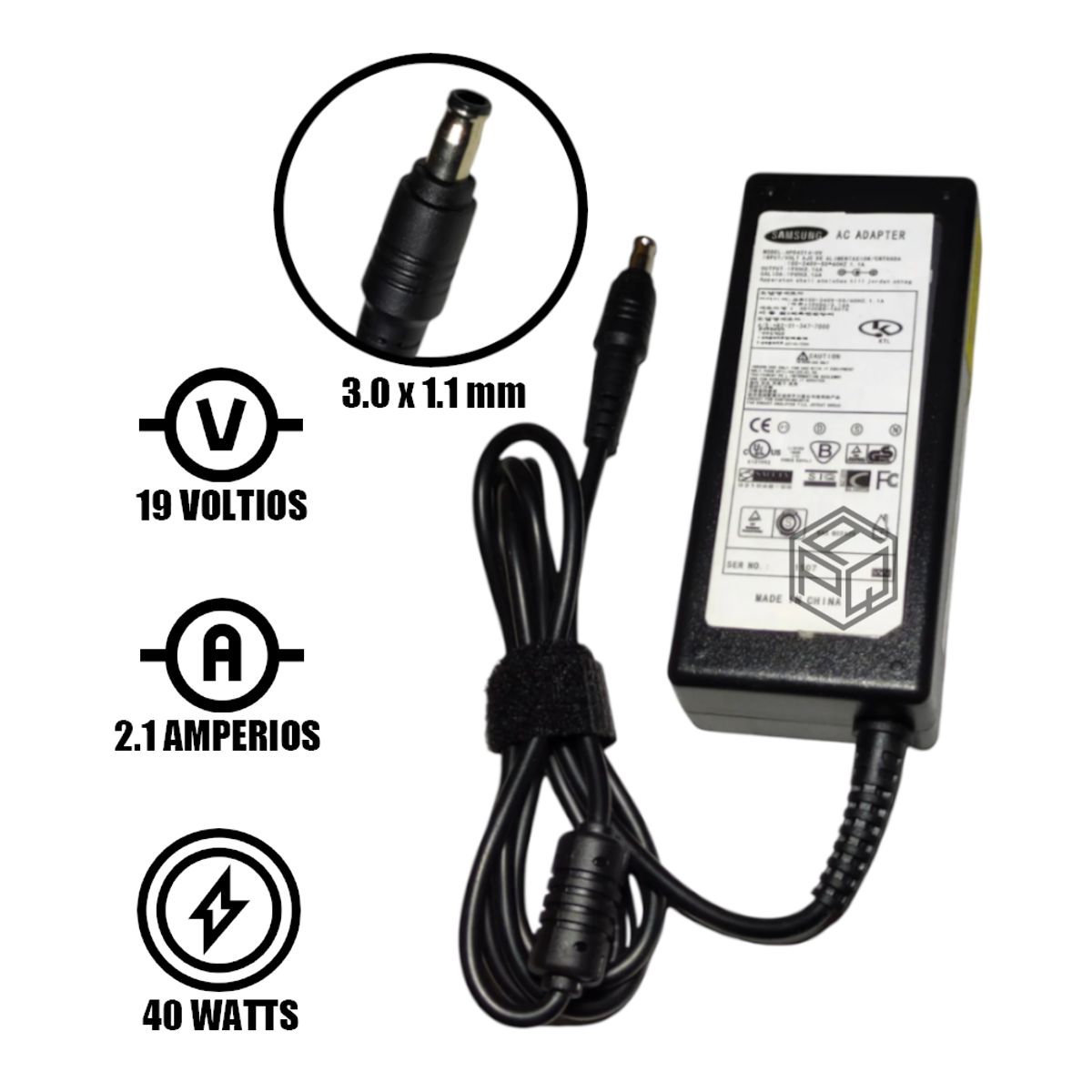 SAMSUNG - CARGADOR GENERICO SAMSUNG 19V 2.1A - 3.0 x 1.1mm 40W