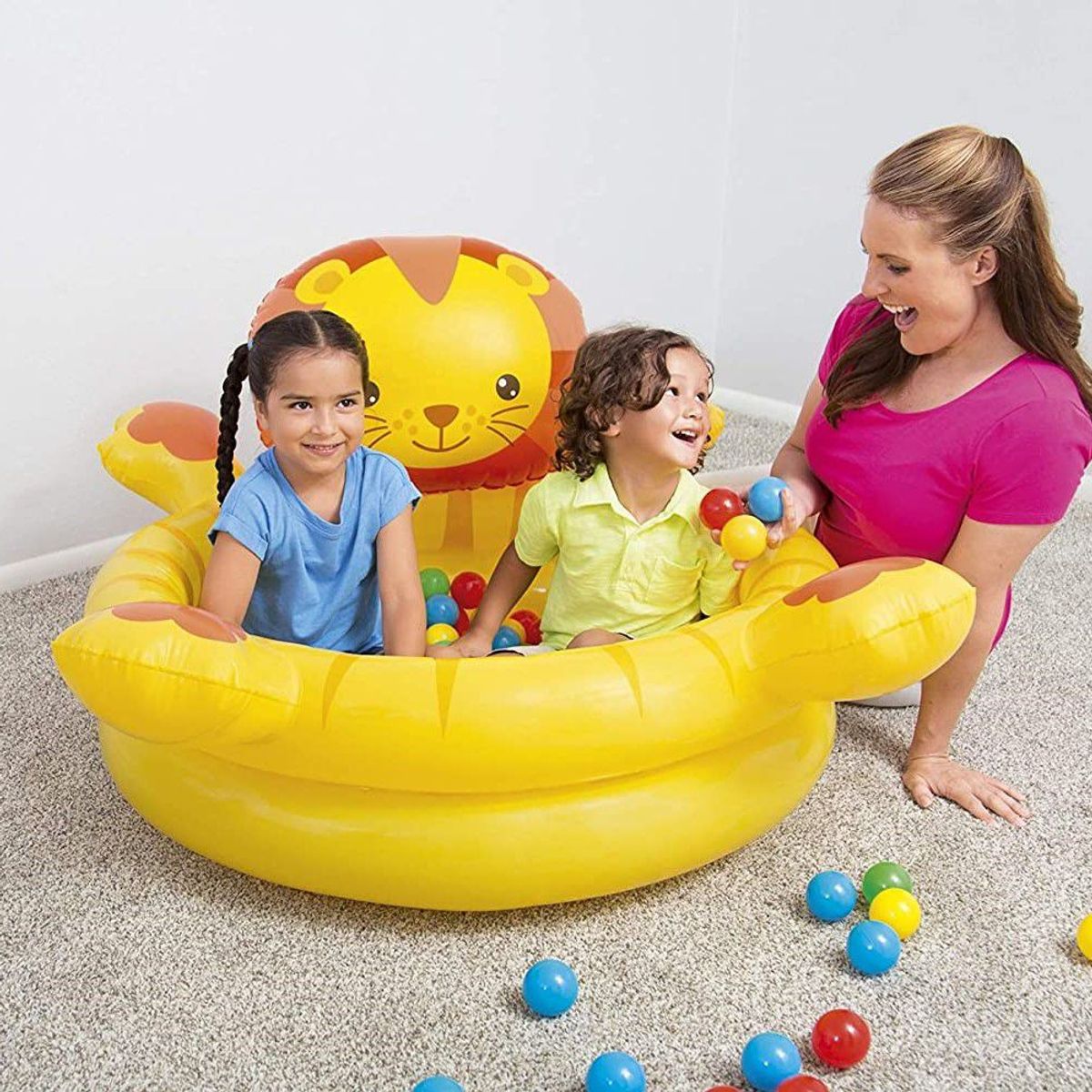 BESTWAY - Piscina Inflable Infantil León con 50 pelotitas de Colores