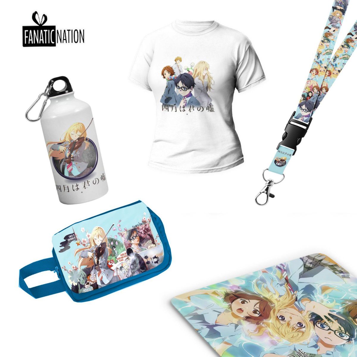 GENERICO - Pack Shigatsu wa Kimi no Uso tomatodo polo lanyard mouse pad cartuchera.