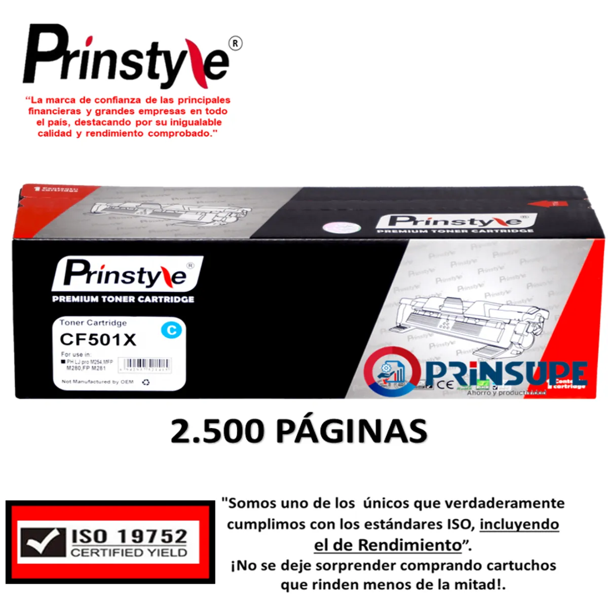 PRINSTYLE - TONER PRINSTYLE 202X CF501X CYAN 2.500 PÁG.ISO DE RENDIMIENTO 19752