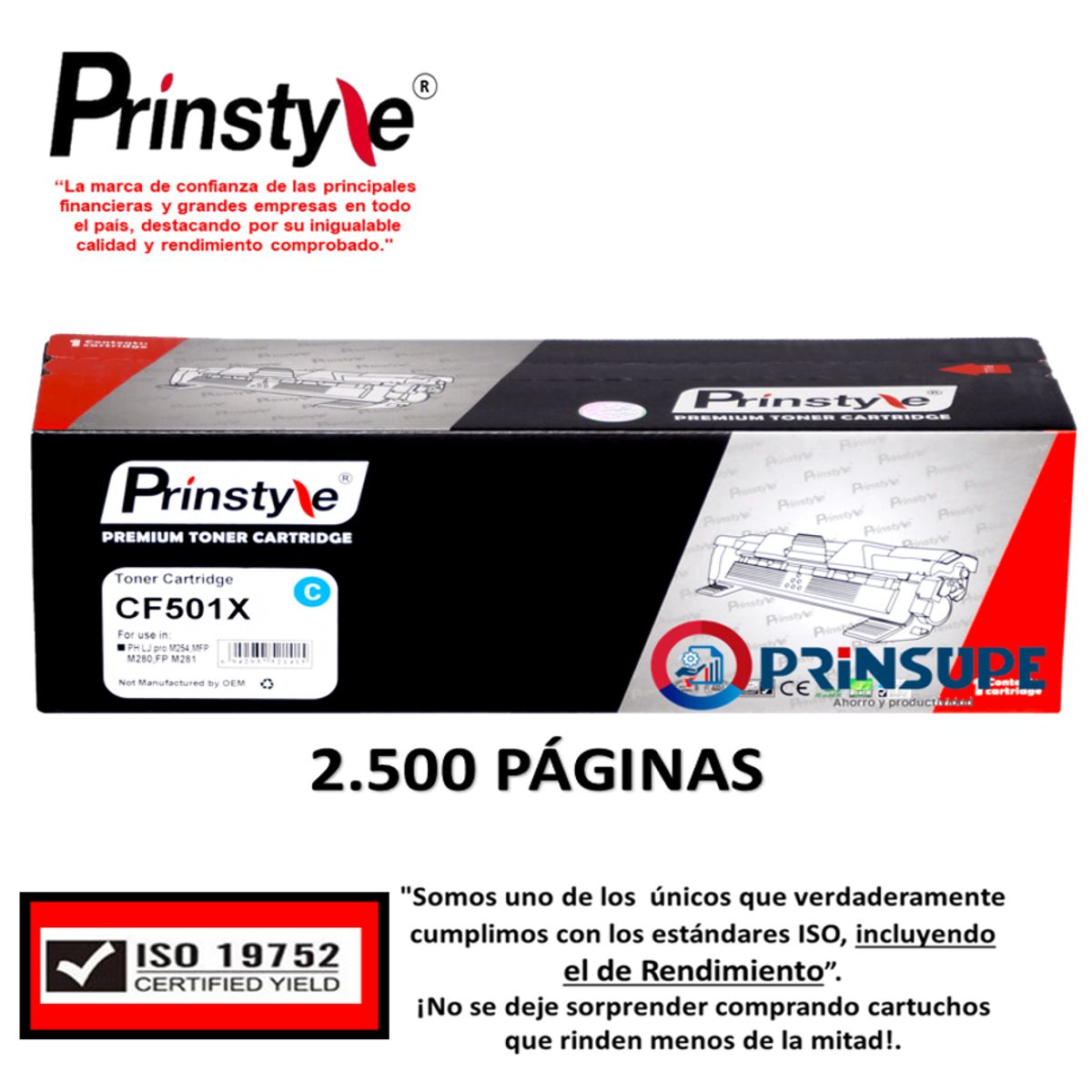 PRINSTYLE - TONER PRINSTYLE 202X CF501X CYAN 2.500 PÁG.ISO DE RENDIMIENTO 19752