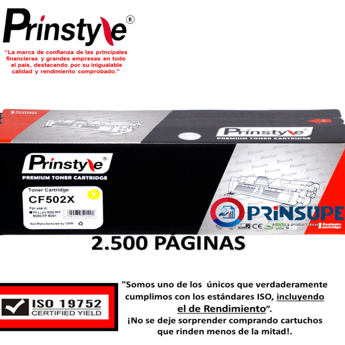 PRINSTYLE - TONER PRINSTYLE 202X CF502X YELLOW 2.500 PÁG.ISO DE RENDIMIENTO 19752