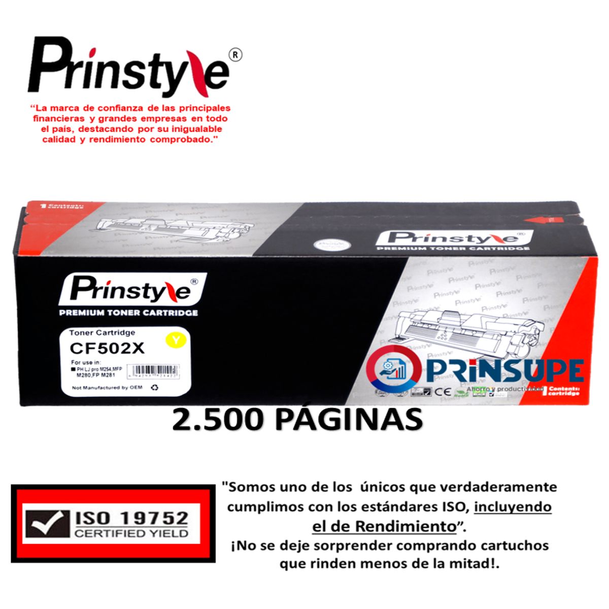 PRINSTYLE - TONER PRINSTYLE 202X CF502X YELLOW 2.500 PÁG.ISO DE RENDIMIENTO 19752