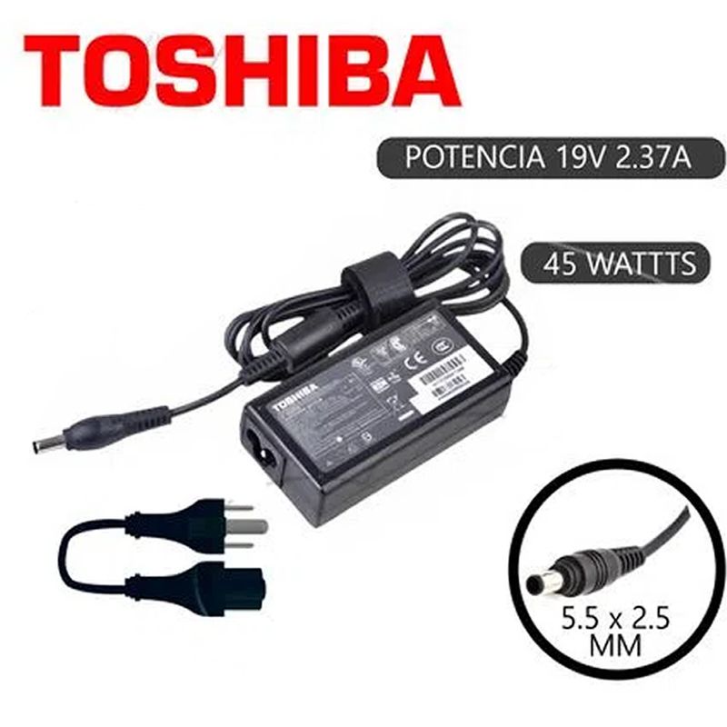 TOSHIBA - CARGADOR GENERICO TOSHIBA 19V 2.37A - 5.5 x 2.5mm 45w