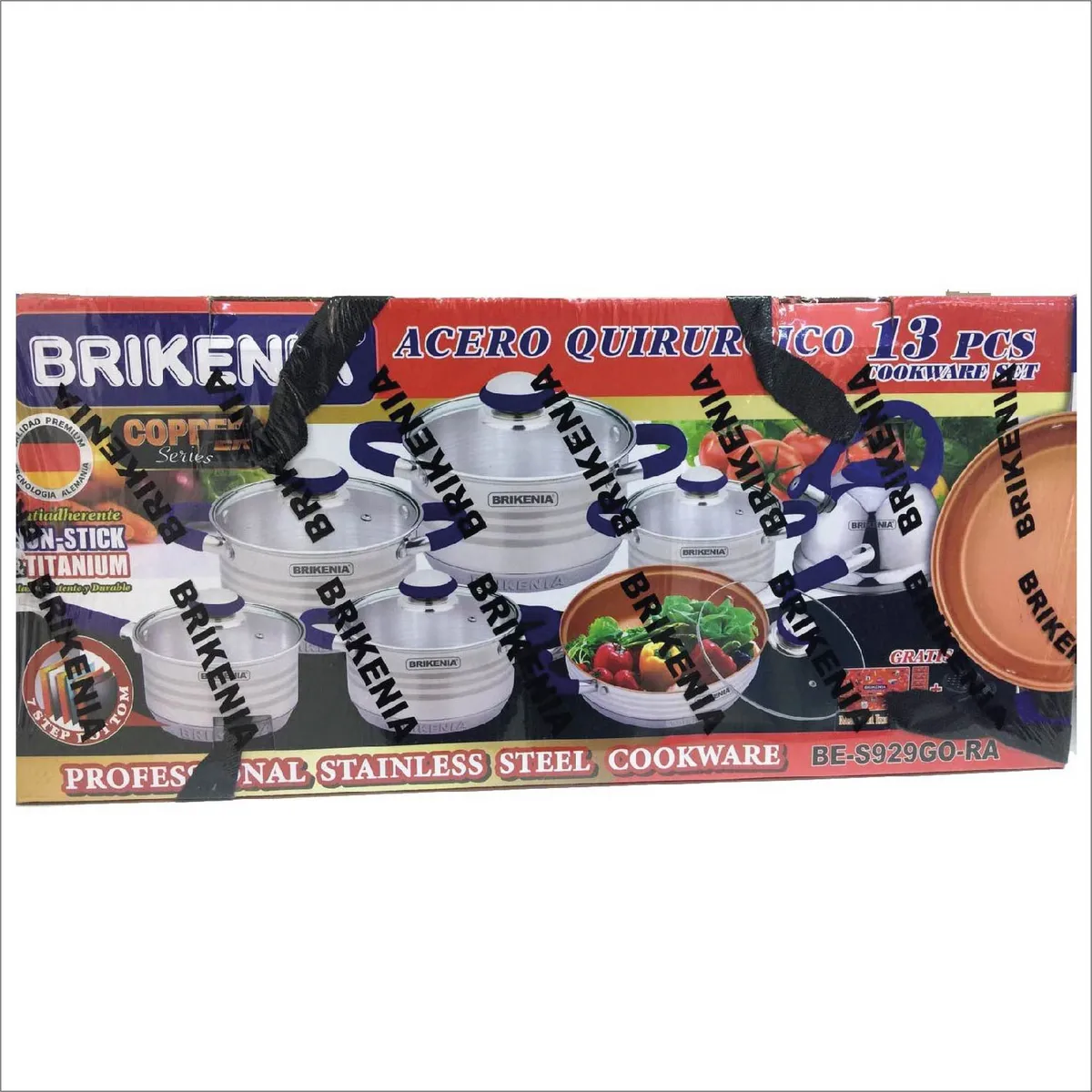 GENERICO - Juego de ollas BRIKENIA de acero Quirúrgico de 13 piezas