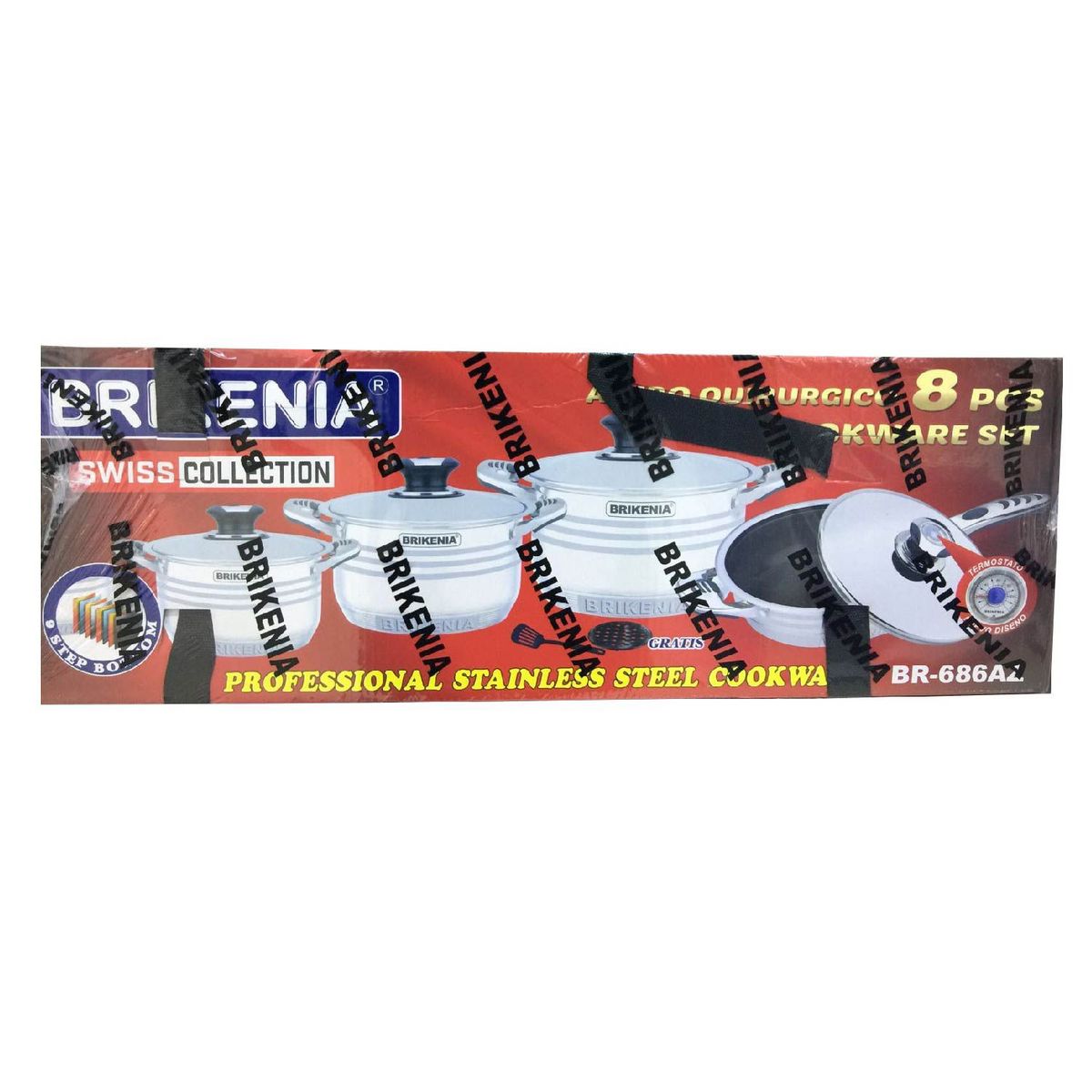 GENERICO - Juego de ollas BRIKENIA de acero Quirúrgico de 8 piezas