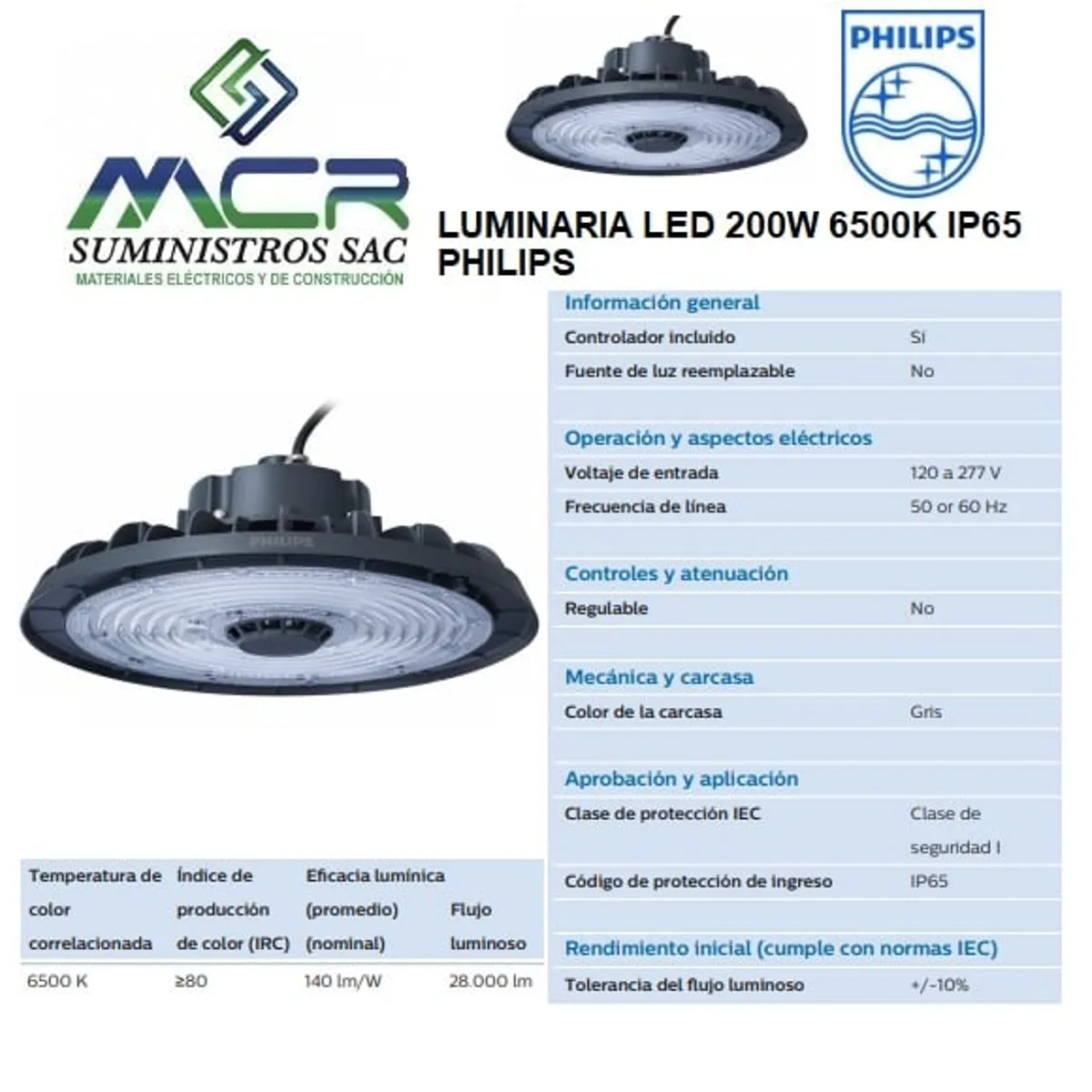PHILIPS - LUMINARIA LED 200W 6500K IP65 PHILIPS