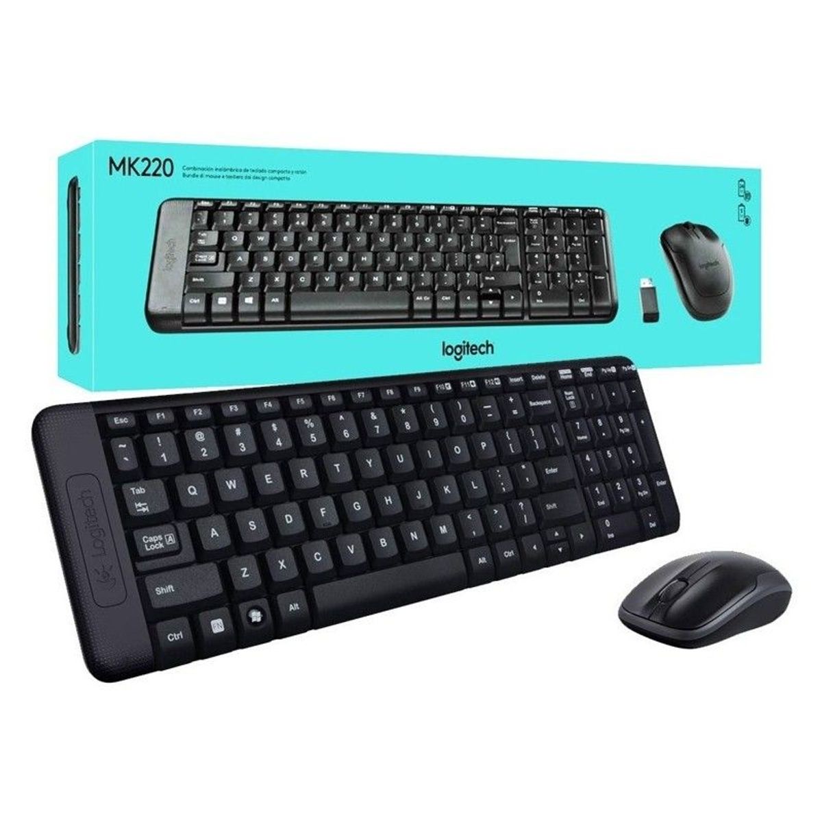 LOGITECH - Teclado Logitech + Mouse Mk220 Wireless Usb Sp Black