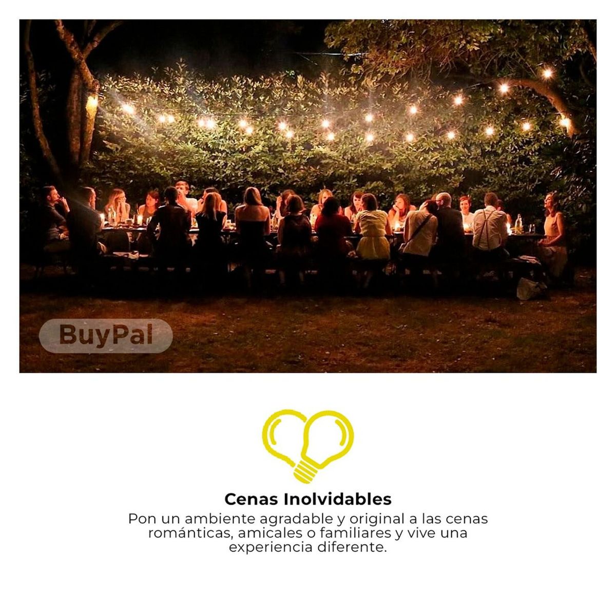 BUYPAL - Guirnalda de Luces 20 Bombillas 10 metros LED Vintage Jardin