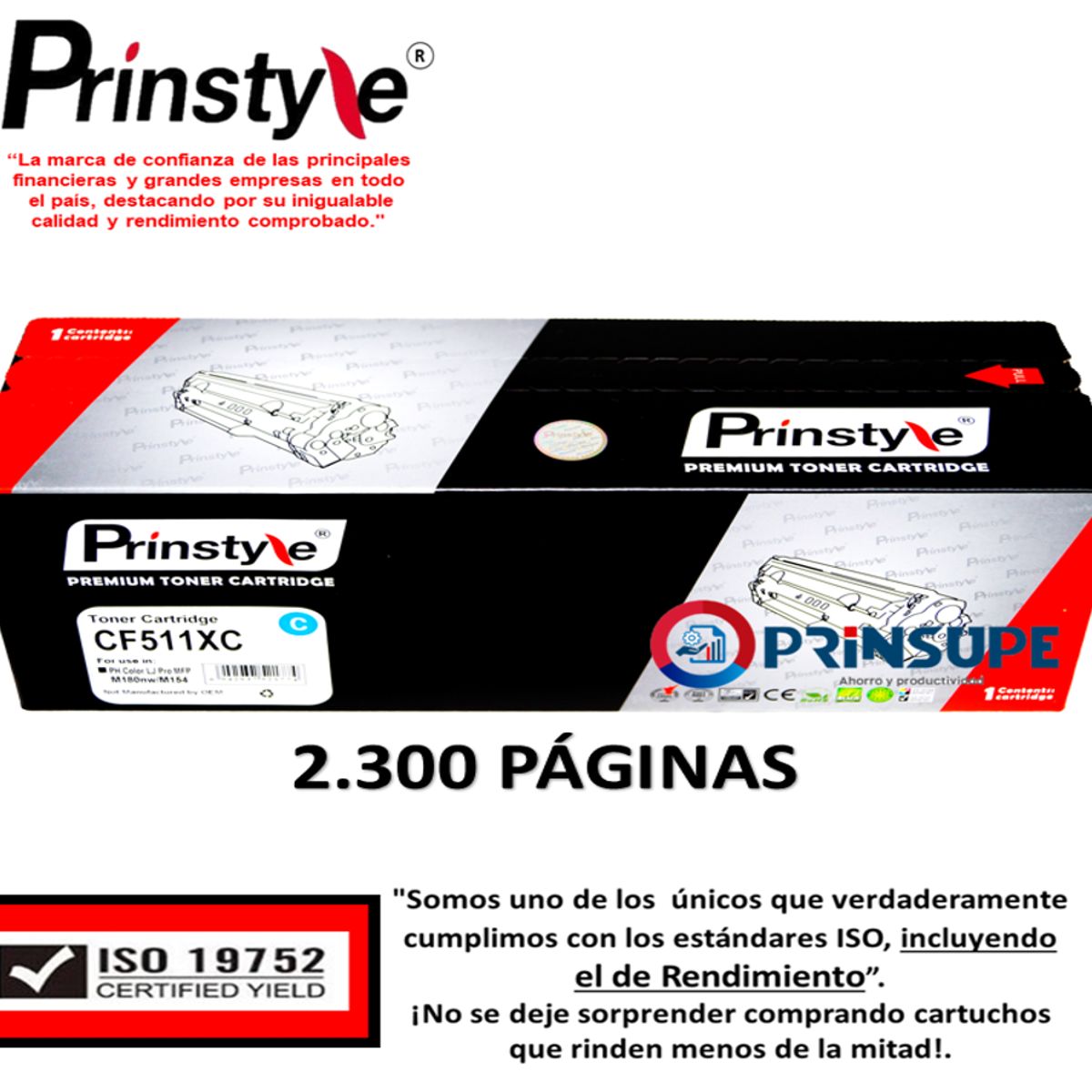 PRINSTYLE - TONER PRINSTYLE 204X CF511X CYAN 2.300PÁG ISO DE RENDIMIENTO 19752
