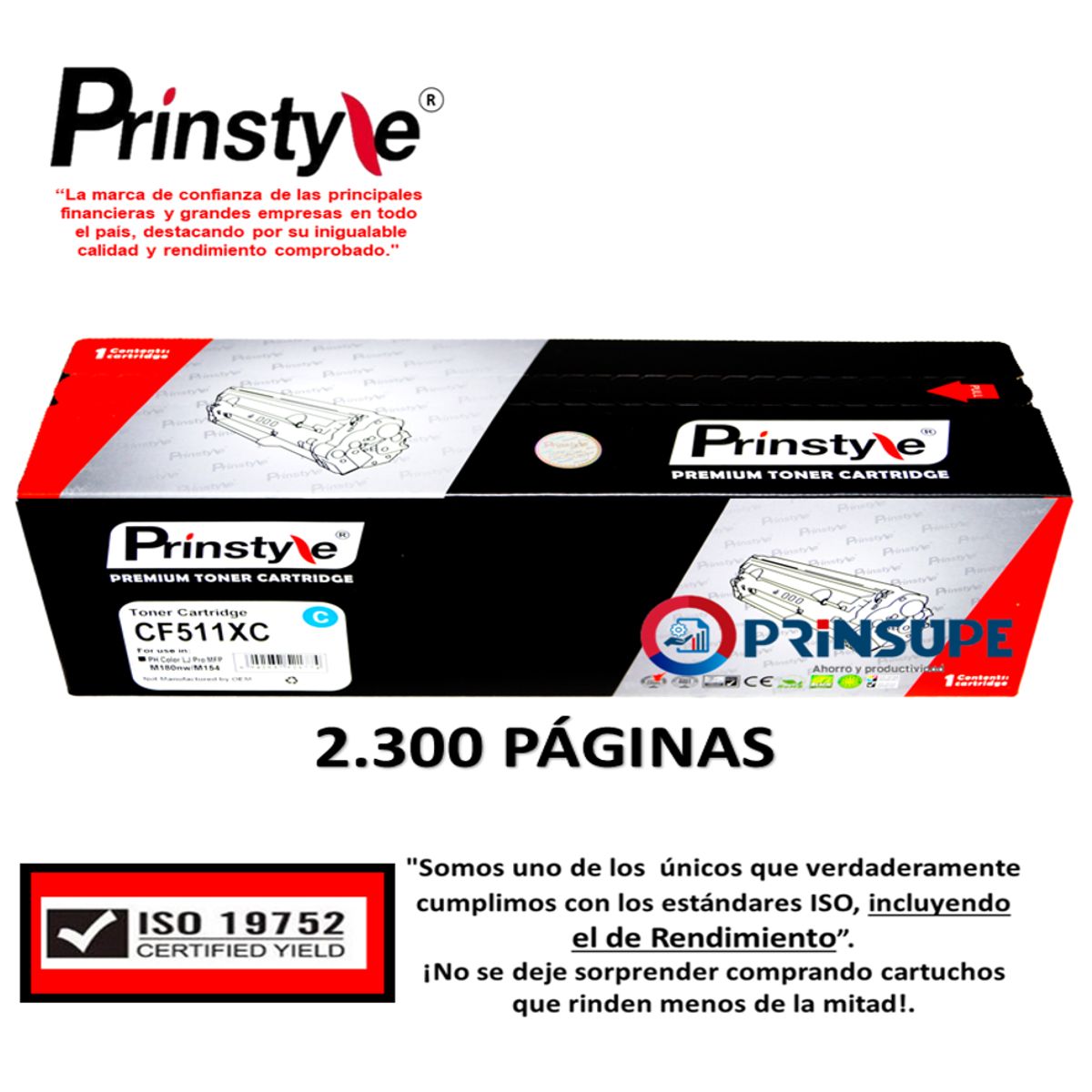 PRINSTYLE - TONER PRINSTYLE 204X CF511X CYAN 2.300PÁG ISO DE RENDIMIENTO 19752