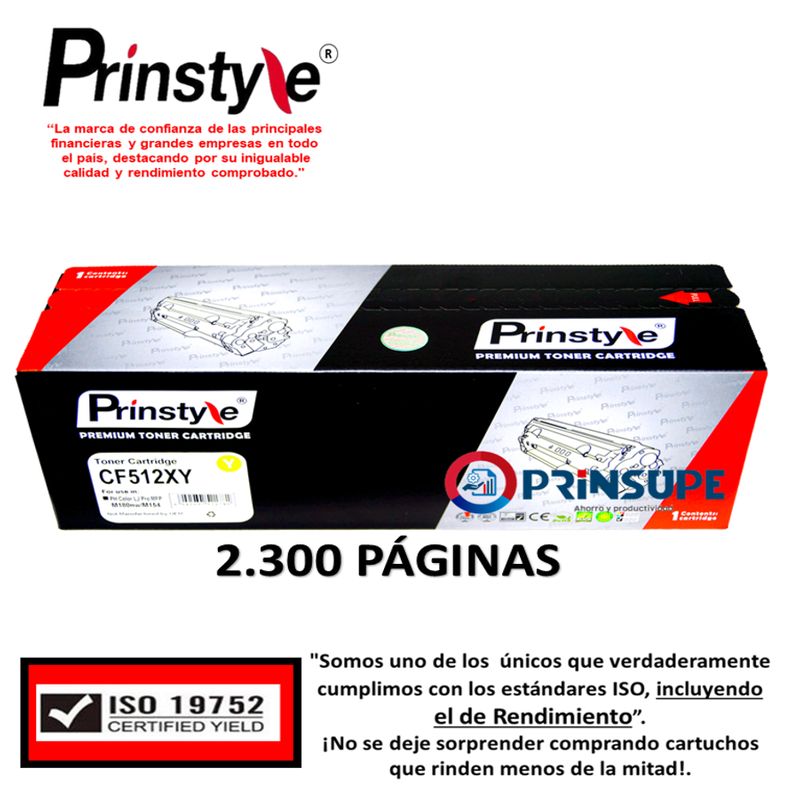 PRINSTYLE - TONER PRINSTYLE 204X CF512X YELLOW 2.300PÁG ISO DE RENDIMIENTO 19752