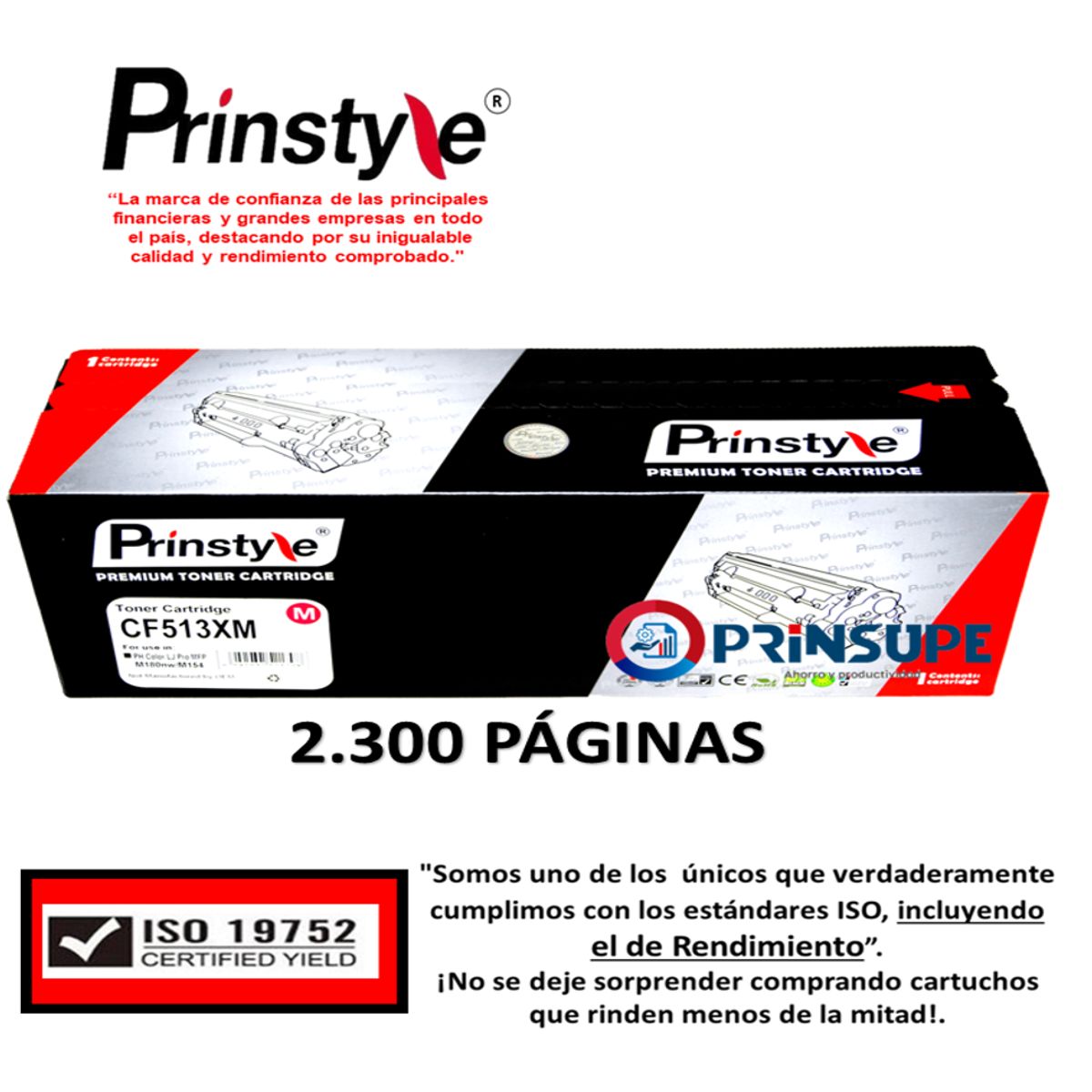 PRINSTYLE - TONER PRINSTYLE 204X CF513X MAGENTA 2.300PÁG ISO DE RENDIMIENTO 19752