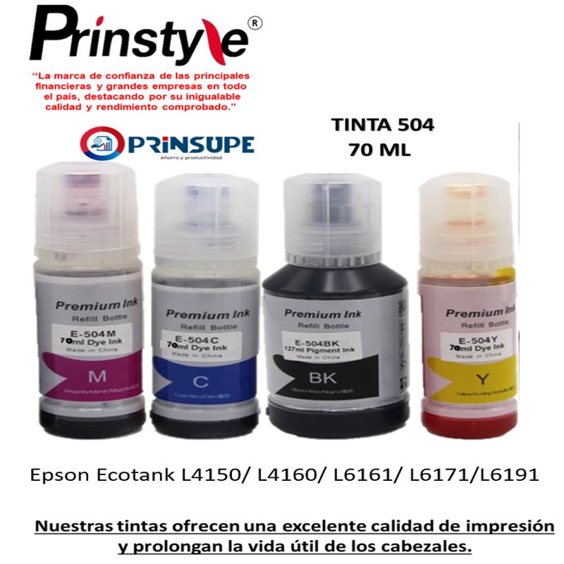 PRINSTYLE - PACK DE TINTAS 504 EPSON (4 COLORES) COMPATIBLE PRINSTYLE 70ML