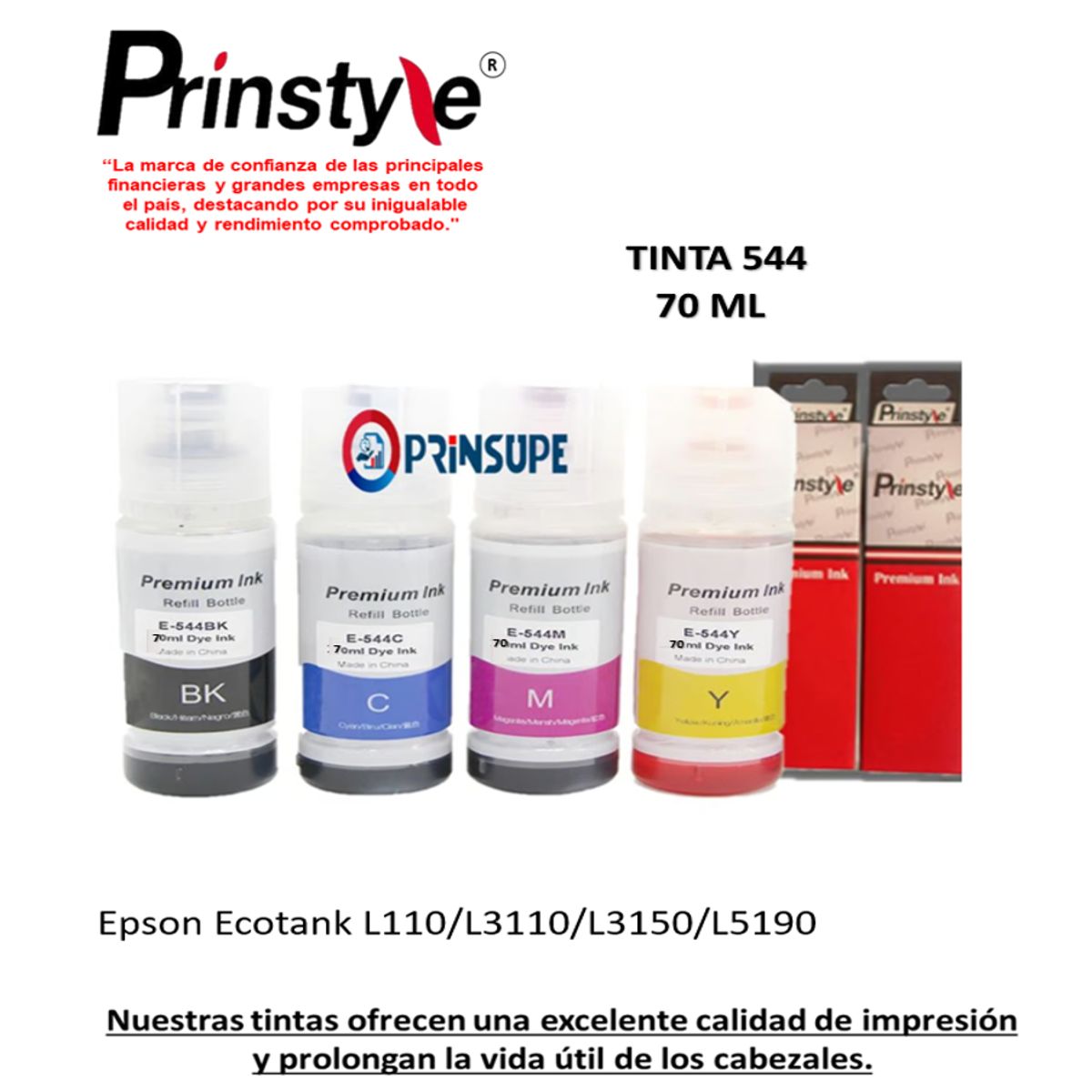 PRINSTYLE - PACK DE TINTAS PRINSTYLE COMPATIBLE EPSON  544  (70ML) 4 COLORES