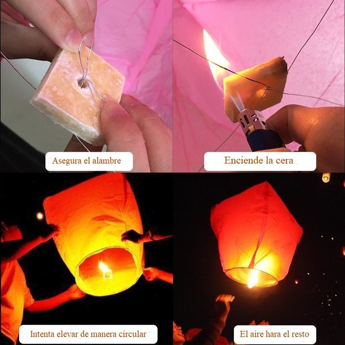 GENERICO - Set de 6 - Globos de Cantoya Linterna china de deseos