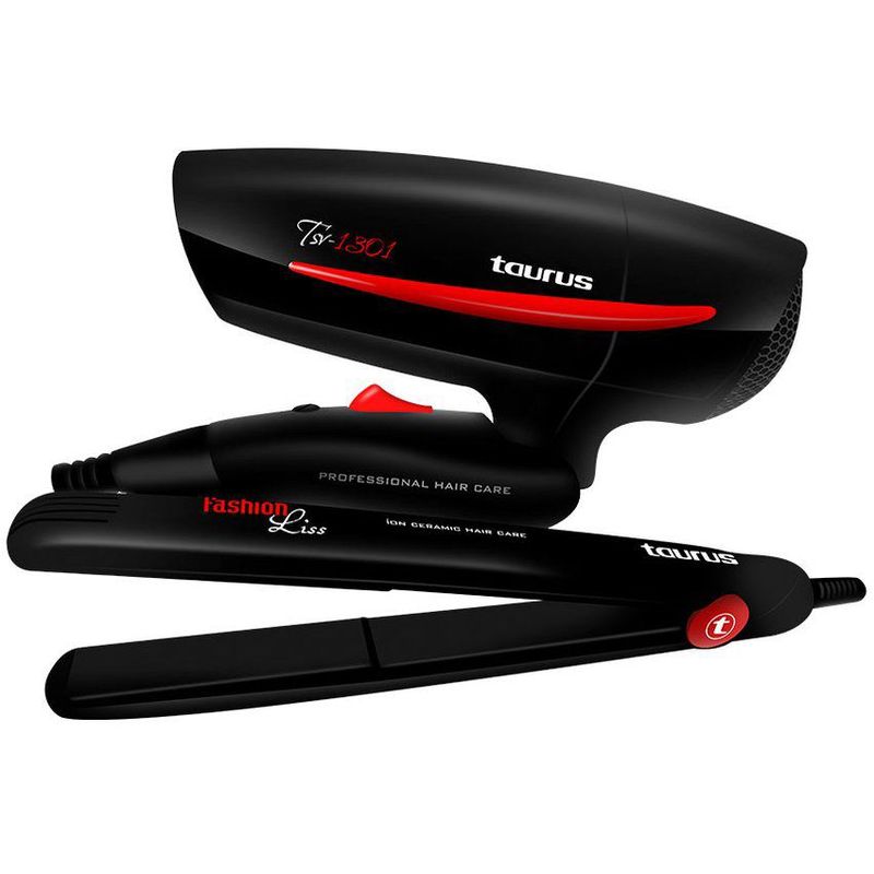 TAURUS - Kit fashion: secadora 1000 w + plancha de cerámica ionizada