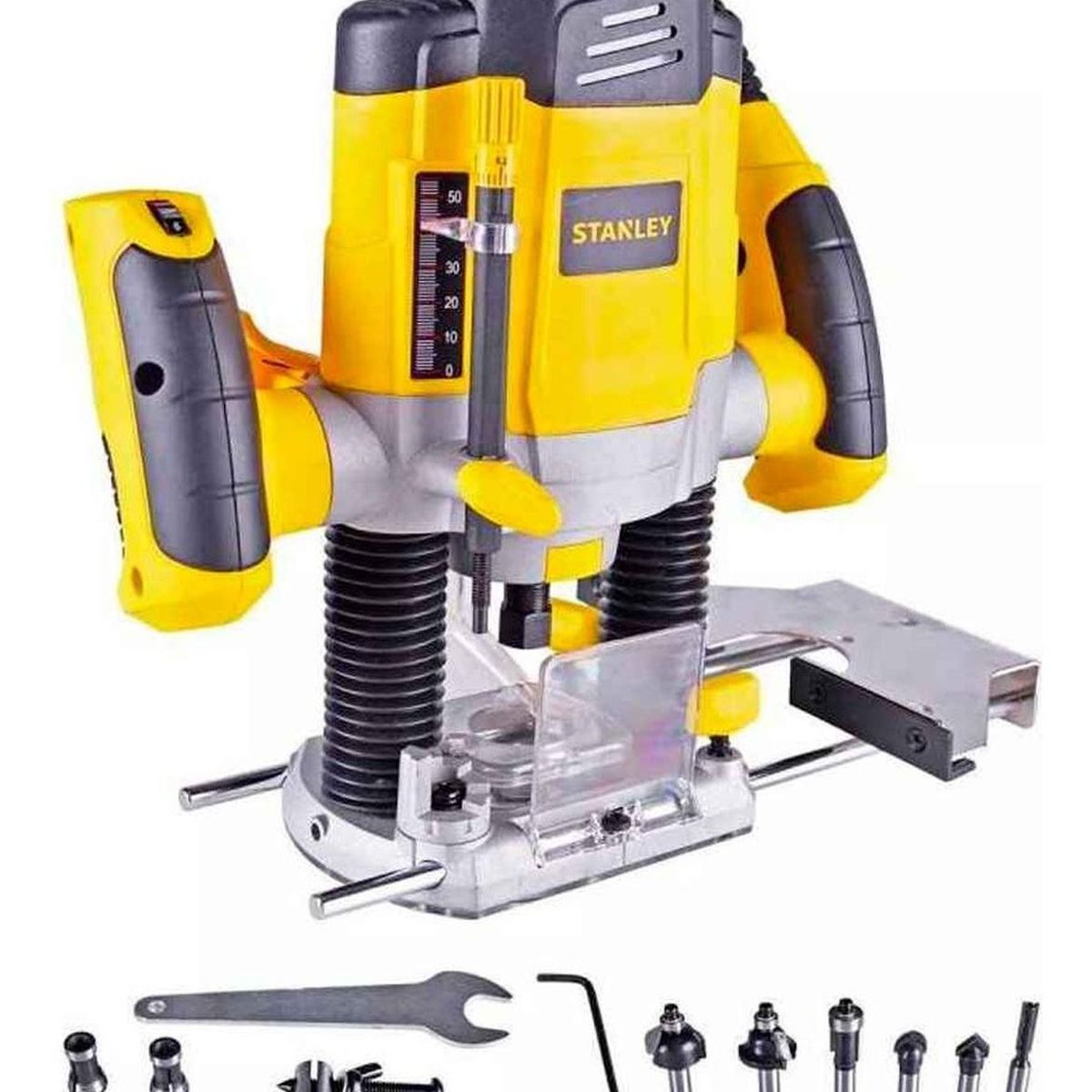 STANLEY - Ruteadora 1/4" 1200 W 27000 Rpm 55 mm + 6 Fresas Stanley SRR1200-B2