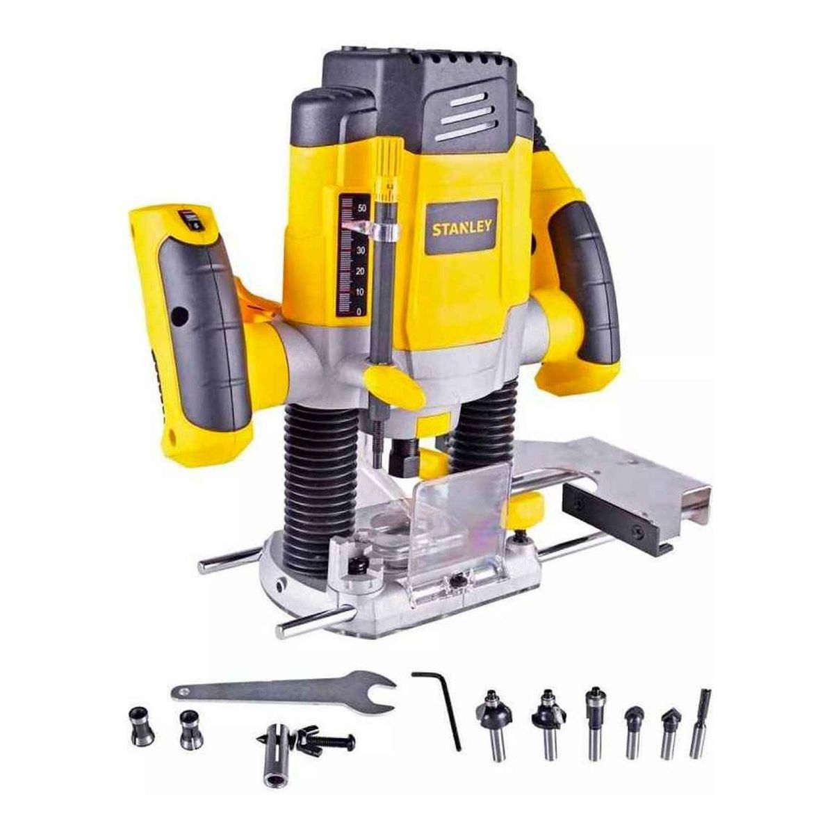 STANLEY - Ruteadora 1/4" 1200 W 27000 Rpm 55 mm + 6 Fresas Stanley SRR1200-B2