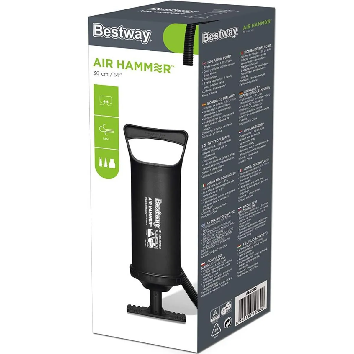 BESTWAY - Inflador manual Negro con entradas intercámbiales - Bestway