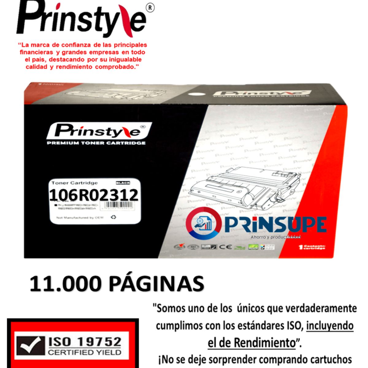 GENERICO - TONER PRINSTYLE 106R02312 11.000 PÁG P/XEROX. ISO RENDIMIENTO 19752